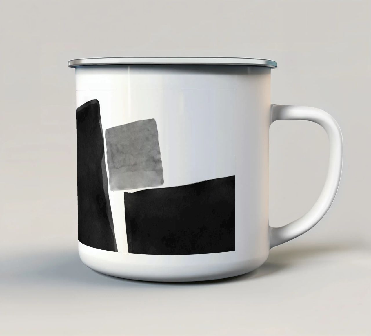 Astratto minimale in bianco e nero 04 tazza in smalto da amini54