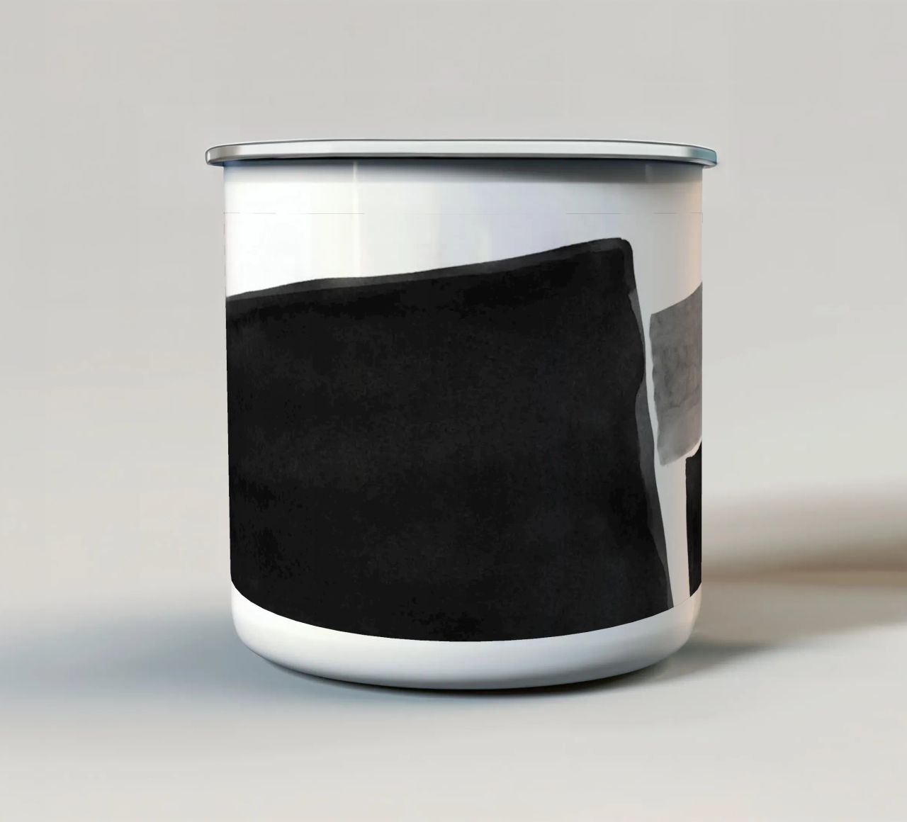 Astratto minimale in bianco e nero 04 tazza in smalto da amini54