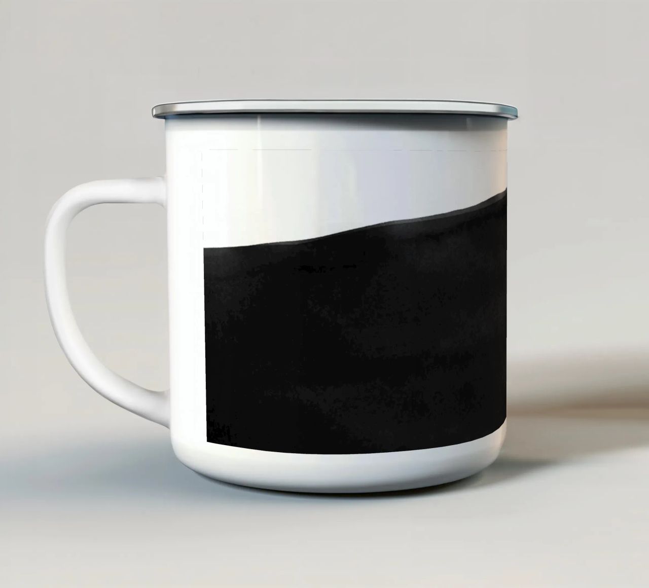 Astratto minimale in bianco e nero 04 tazza in smalto da amini54