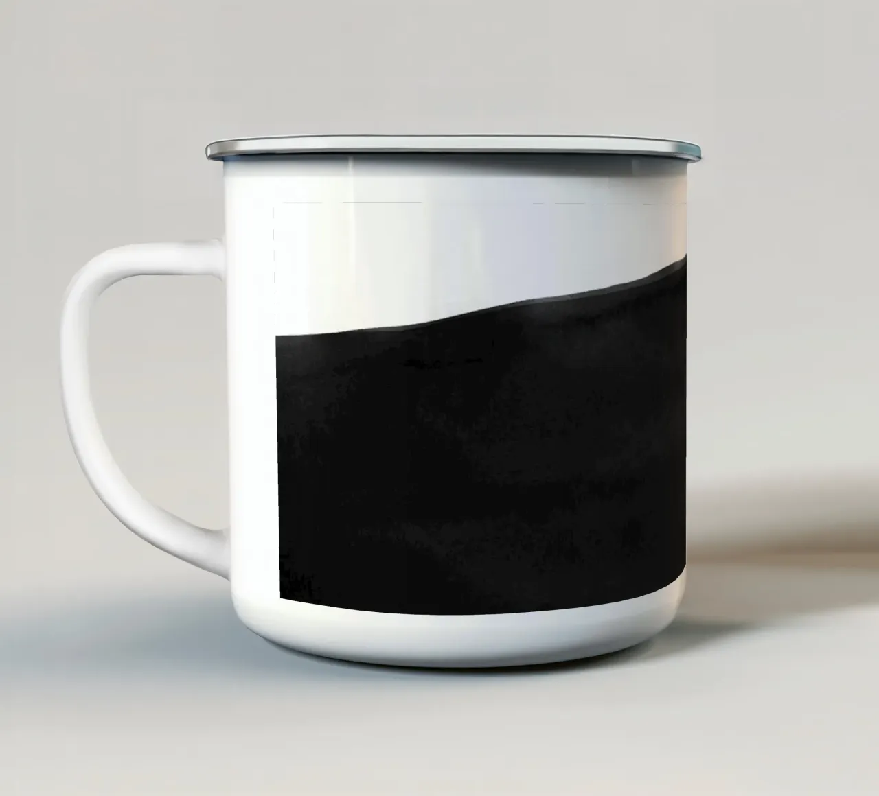 Abstracto minimalista en blanco y negro 04 taza de esmalte de amini54