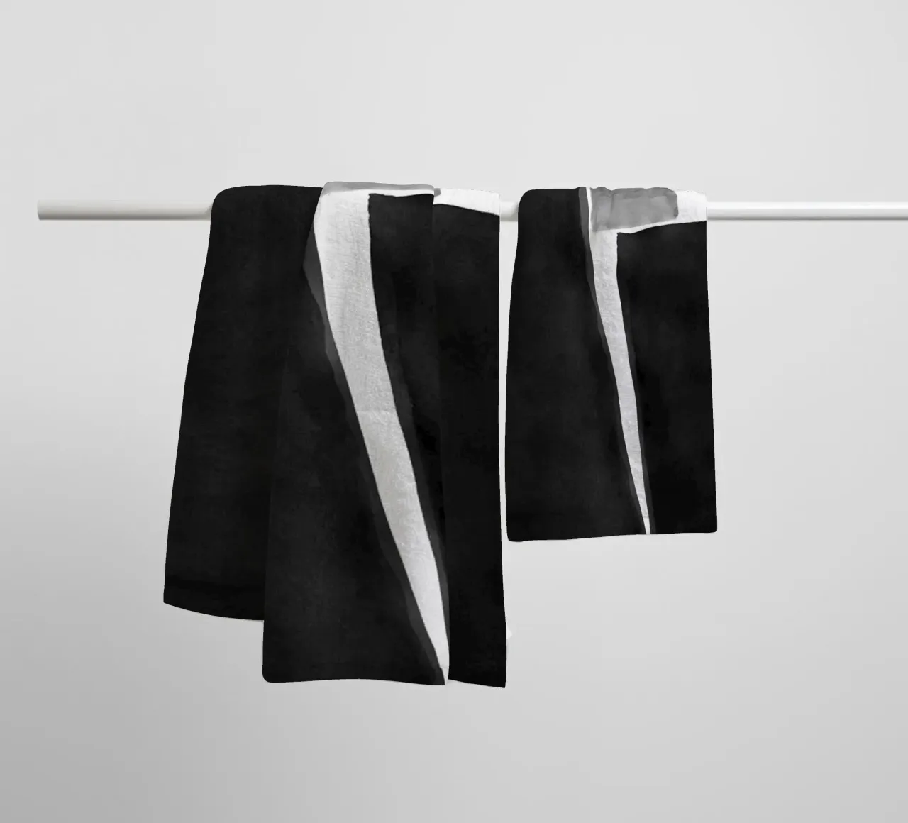 Minimal Zwart Wit Abstract 04 badhanddoek van amini54