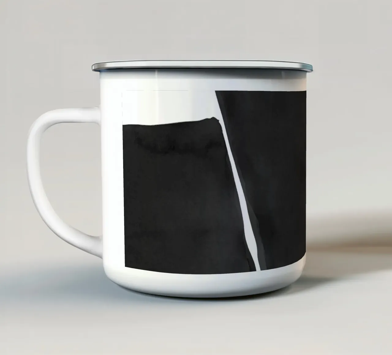 Abstrait minimaliste noir et blanc 03 mug en émail de amini54