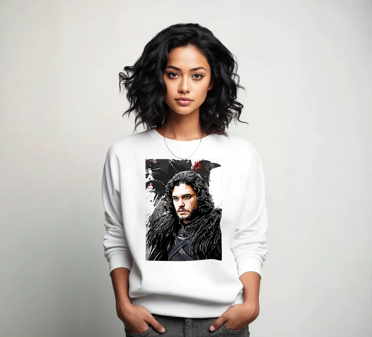jon snow with raven sweatshirt by ontoseno