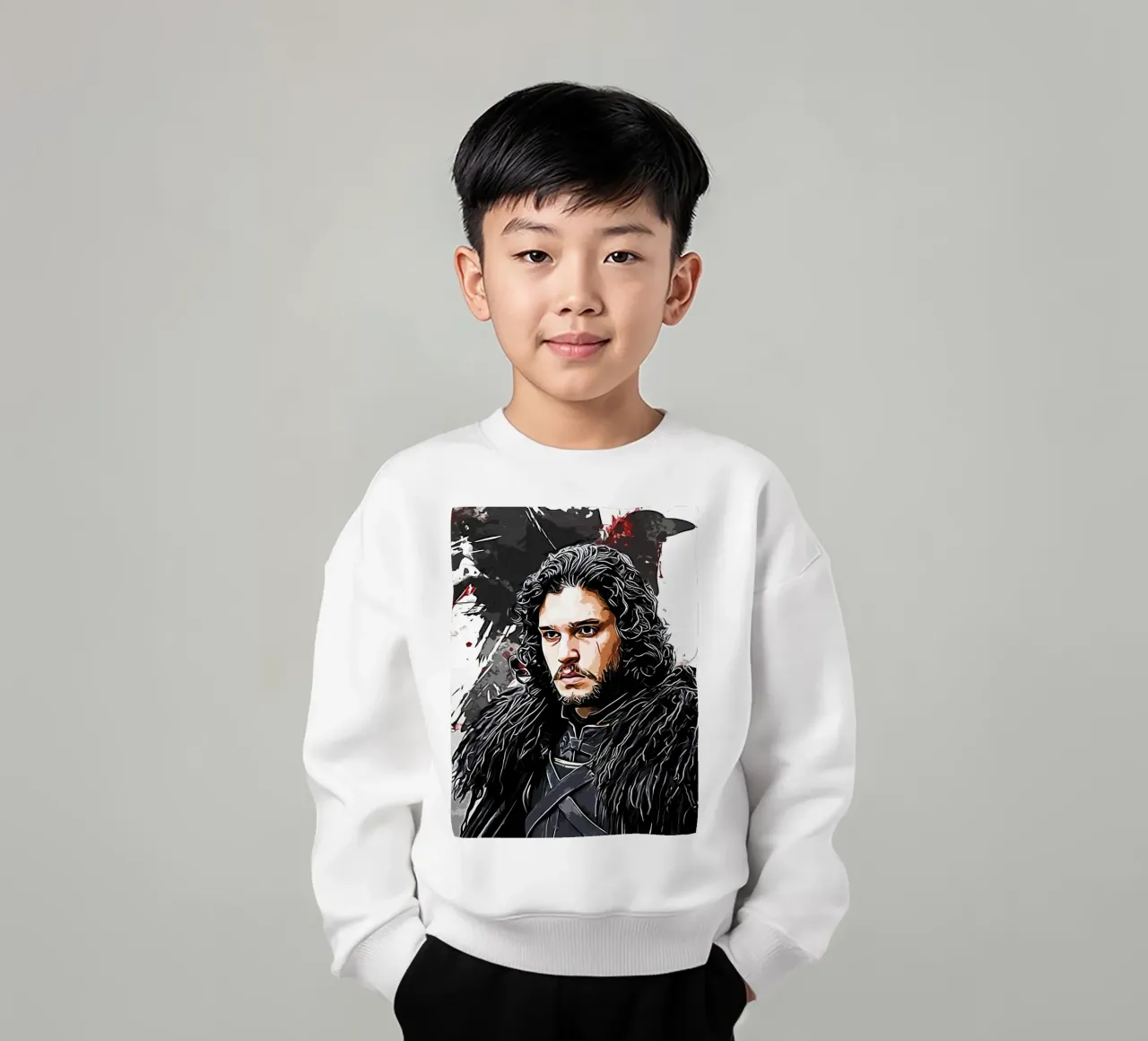 jon snow con raven felpa bambino da ontoseno