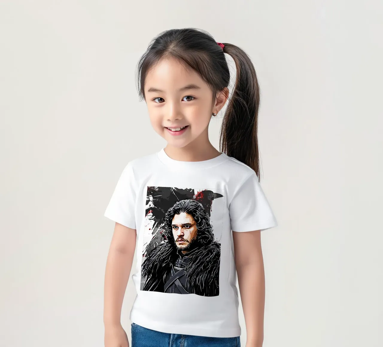 jon snow with raven kids t-shirt by ontoseno