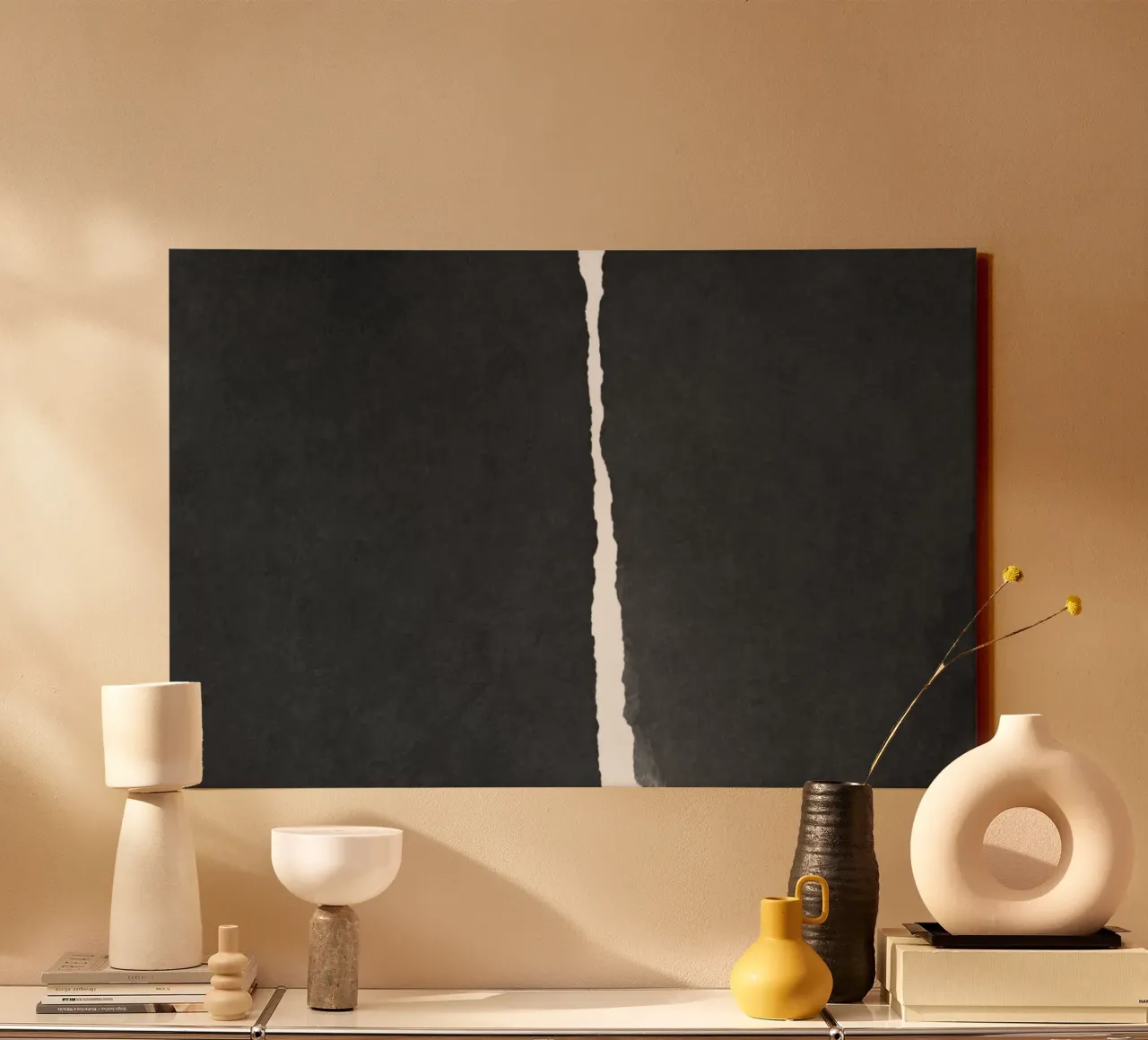 Minimal zwart-wit abstract 01 canvas van amini54