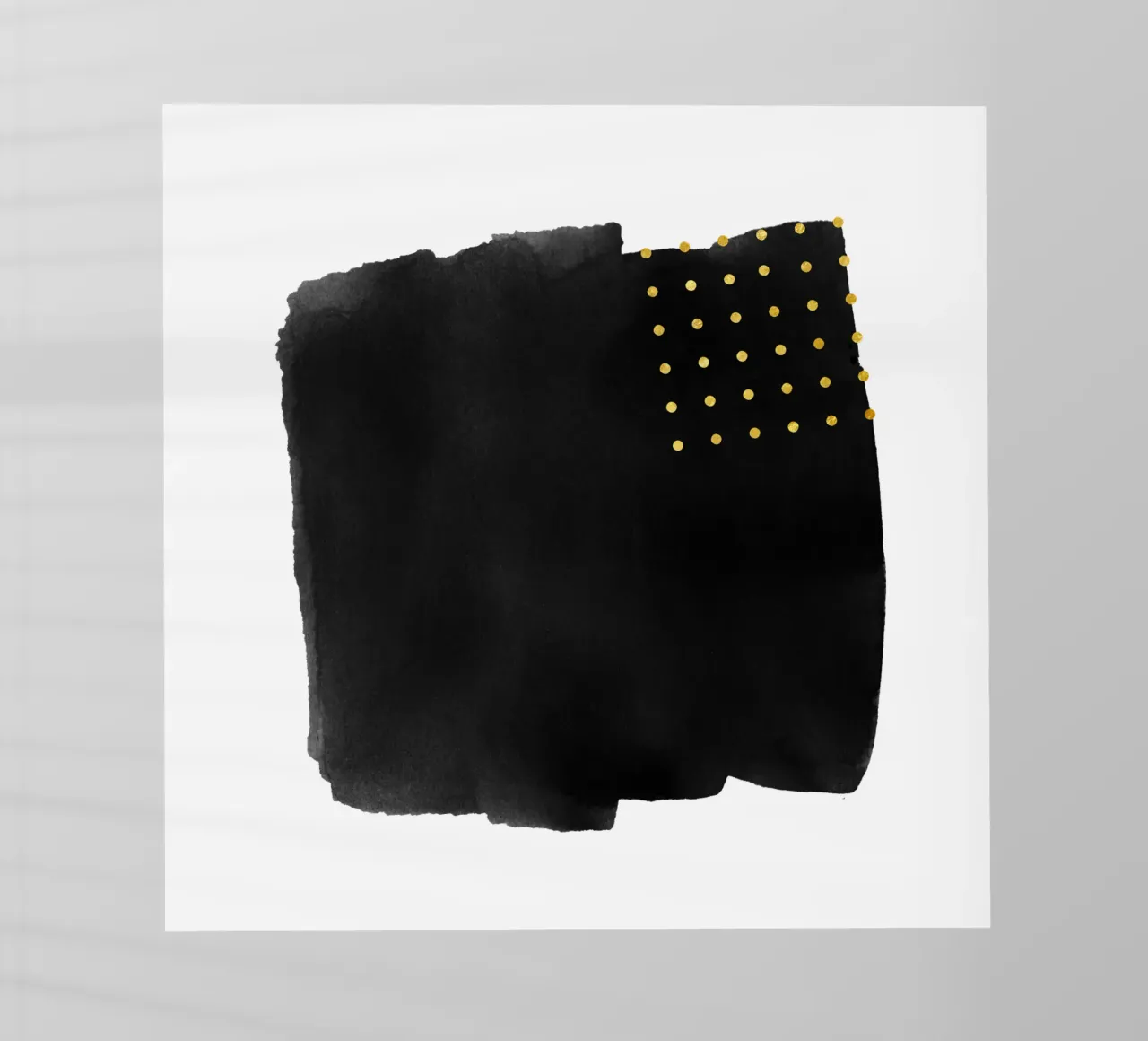 Pennellata astratta nera ad acquerello con pois dorati pellicola backlit da amini54
