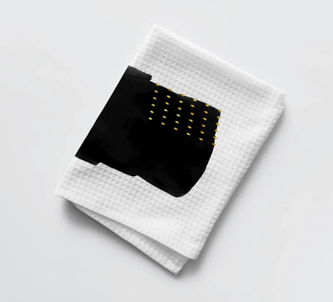 Pennellata astratta nera ad acquerello con pois dorati canovaccio da cucina da amini54