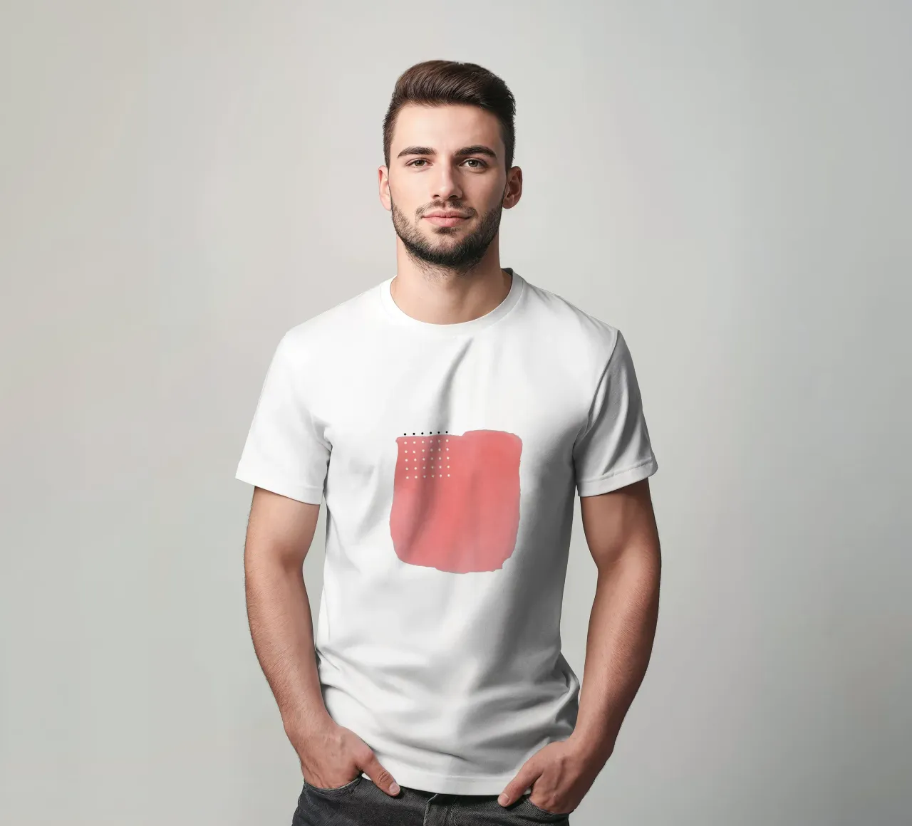Pennellata astratta di acquerello rosa con po t-shirt da amini54