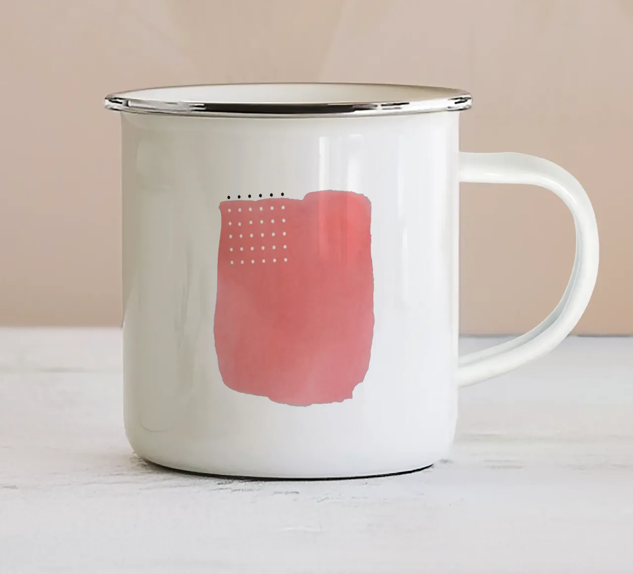 Pennellata astratta di acquerello rosa con po tazza in smalto da amini54