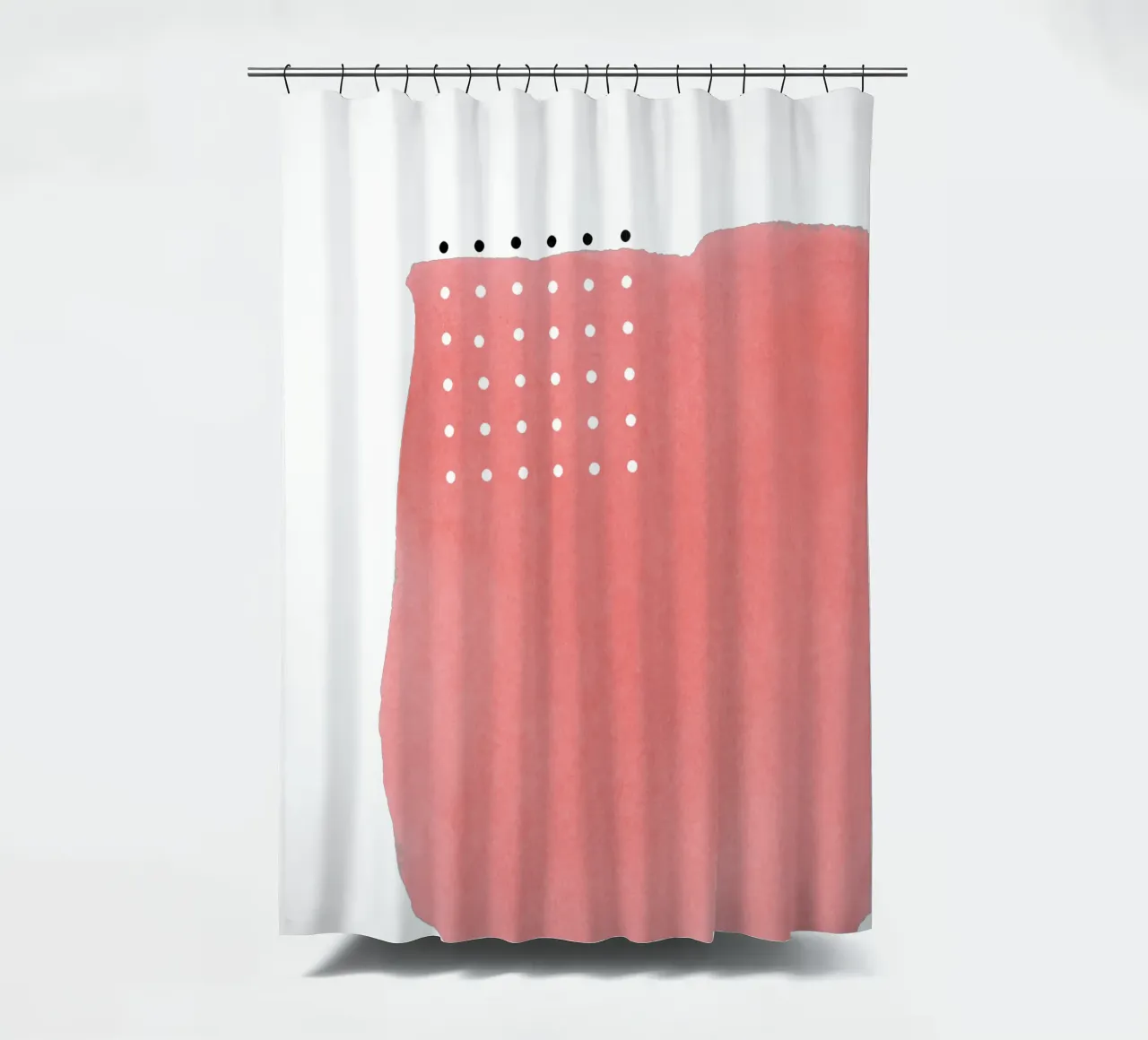 Abstract Pink Watercolor Brushstroke with Black and White Po shower curtain by amini54
