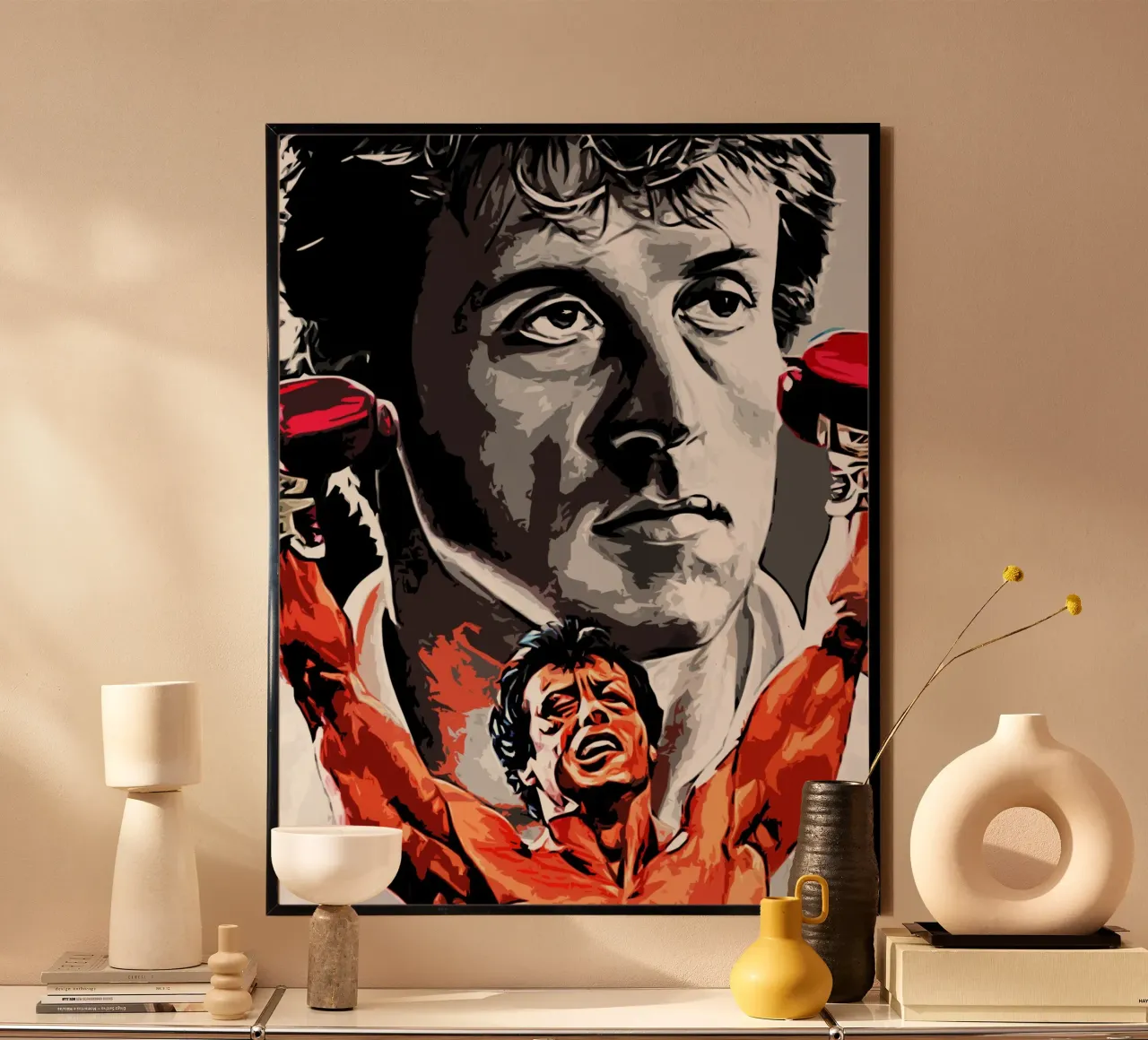 scena della boxe poster con telaio in legno da ontoseno
