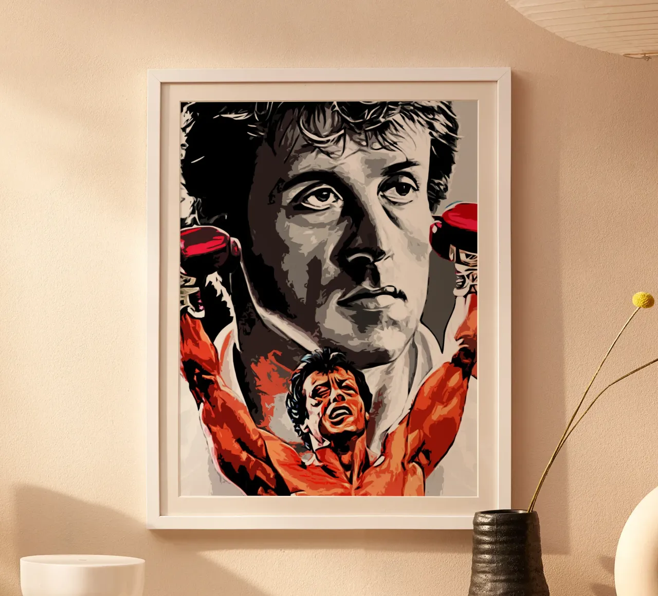 scena della boxe poster con telaio in legno da ontoseno