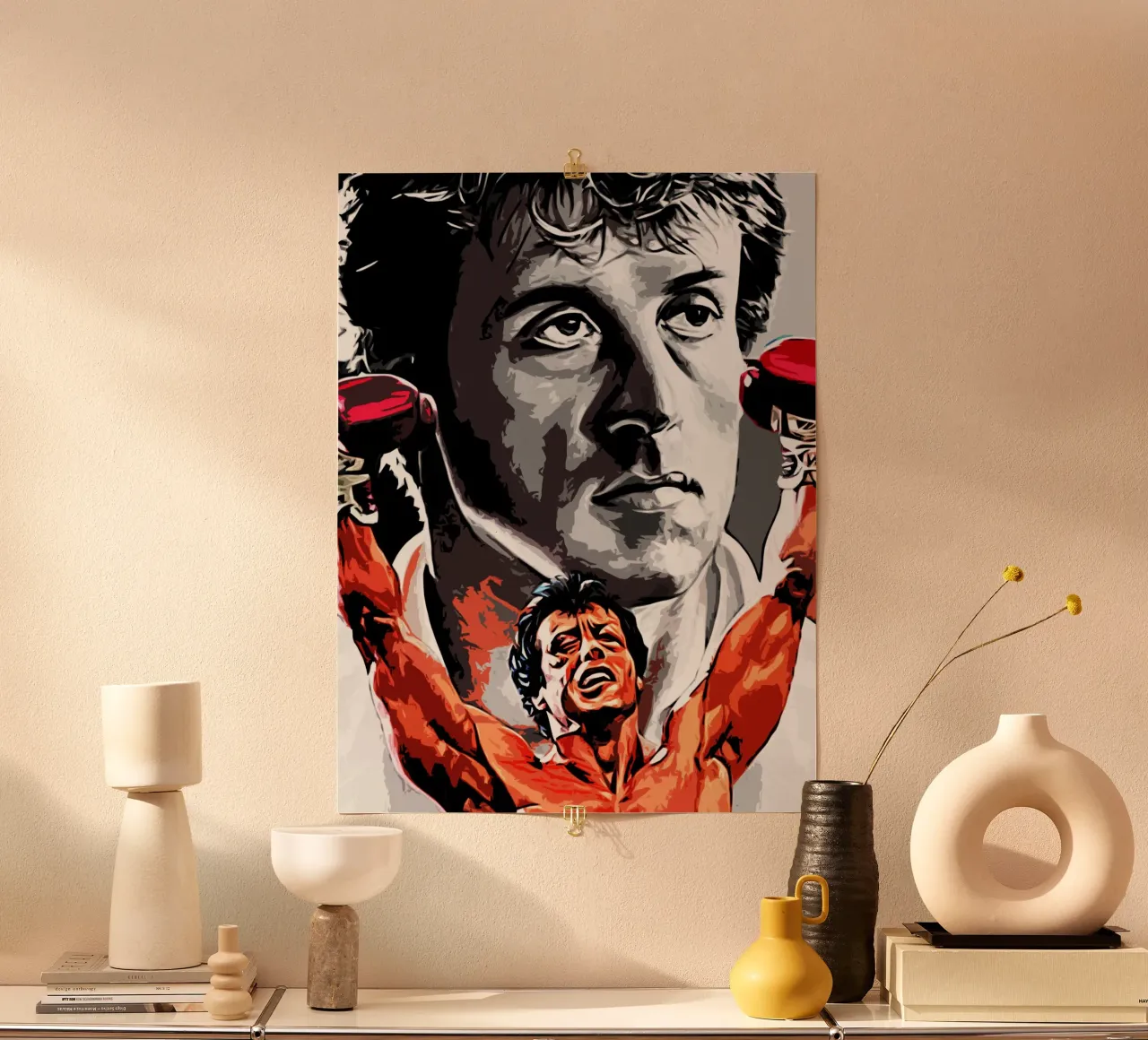 scena della boxe poster con telaio in legno da ontoseno