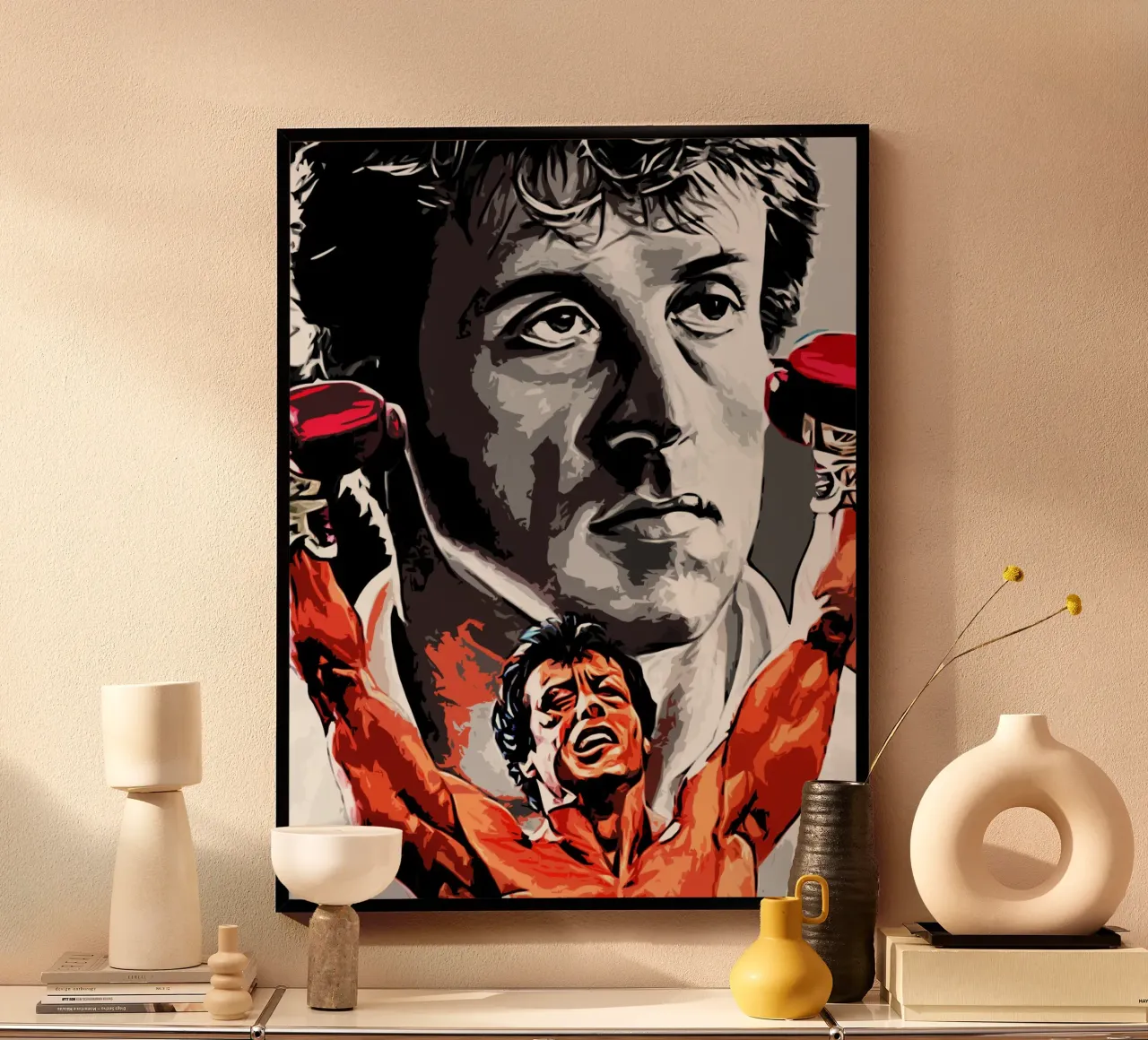 scena della boxe poster con telaio in legno da ontoseno