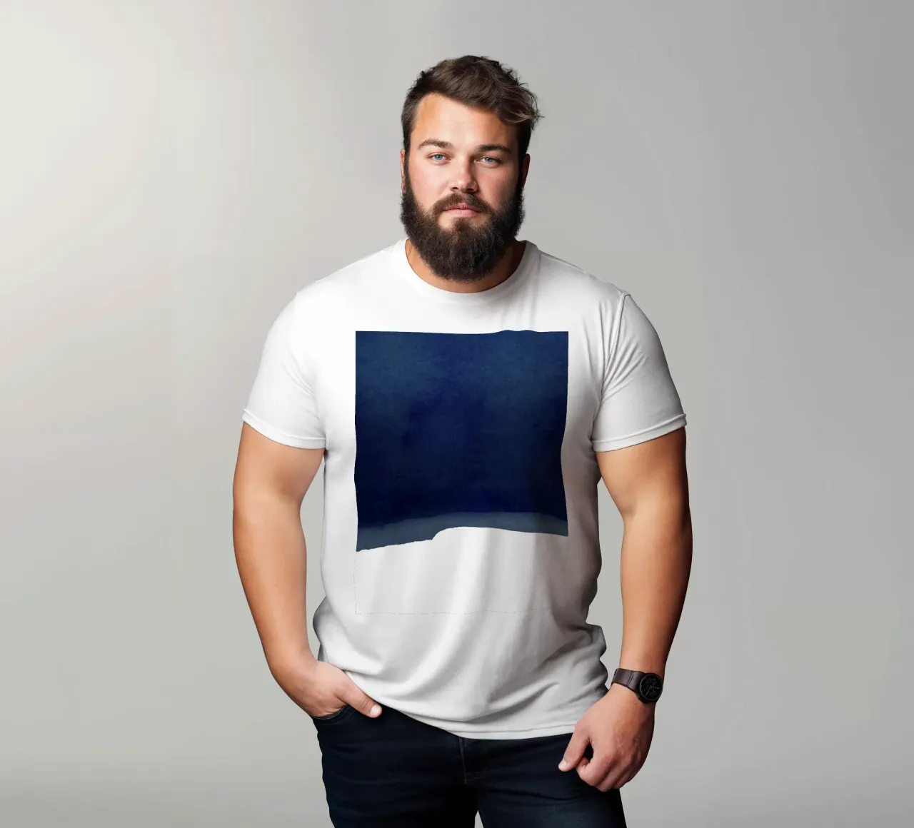 Minimal Navy Blue Abstract 02 Landscape t-shirt da amini54