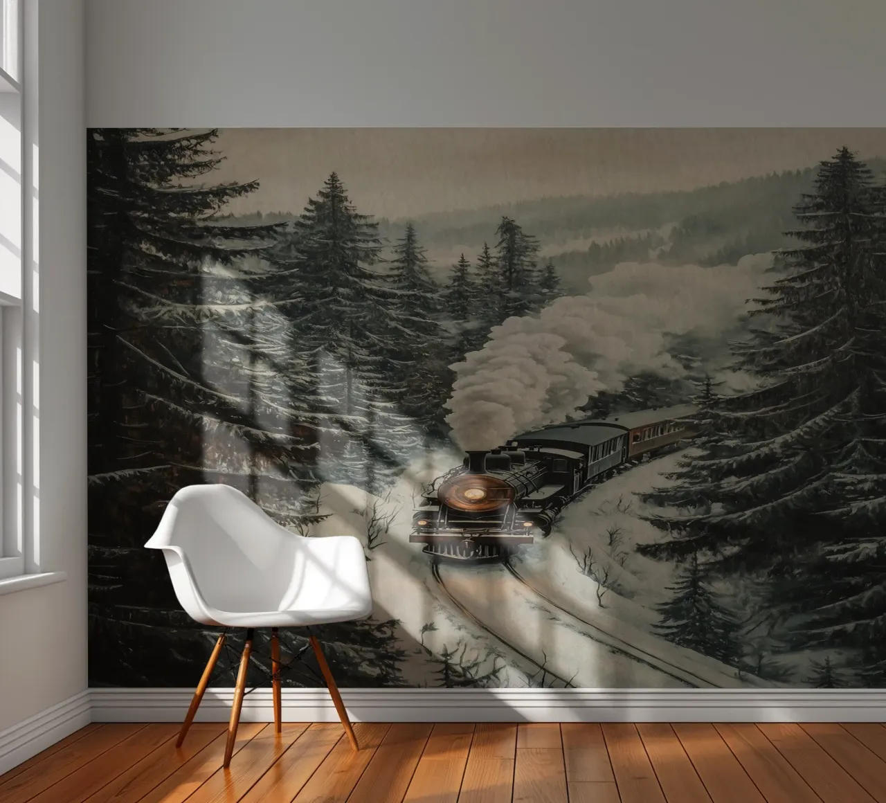 Dampflok im Winterwald photo wallpaper by Luna & Noctua