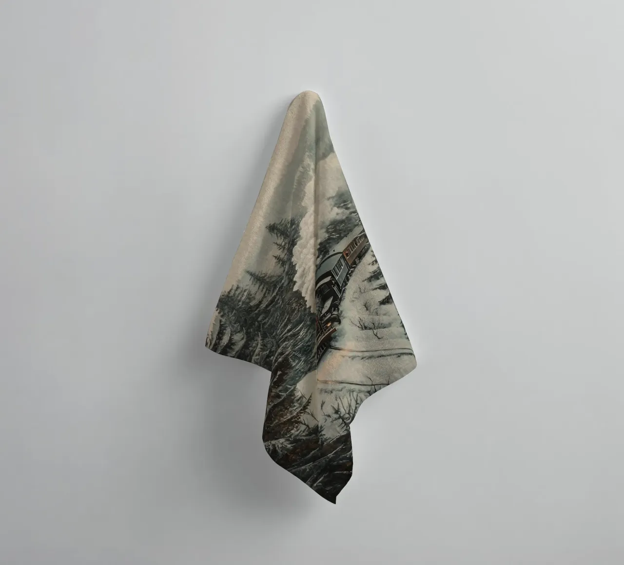 Dampflok im Winterwald towel by Luna & Noctua