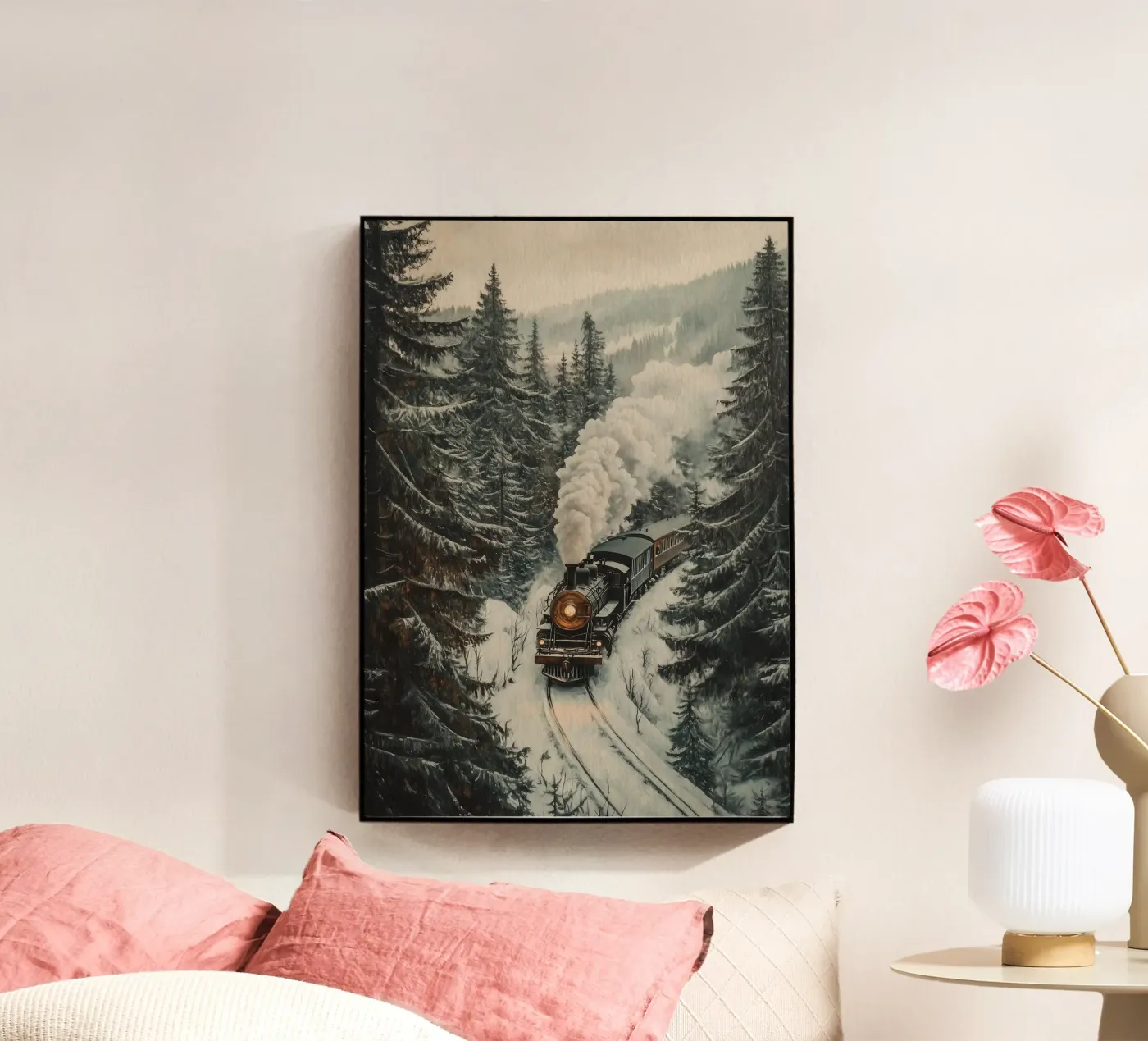 Dampflok im Winterwald plexiglass da Luna & Noctua