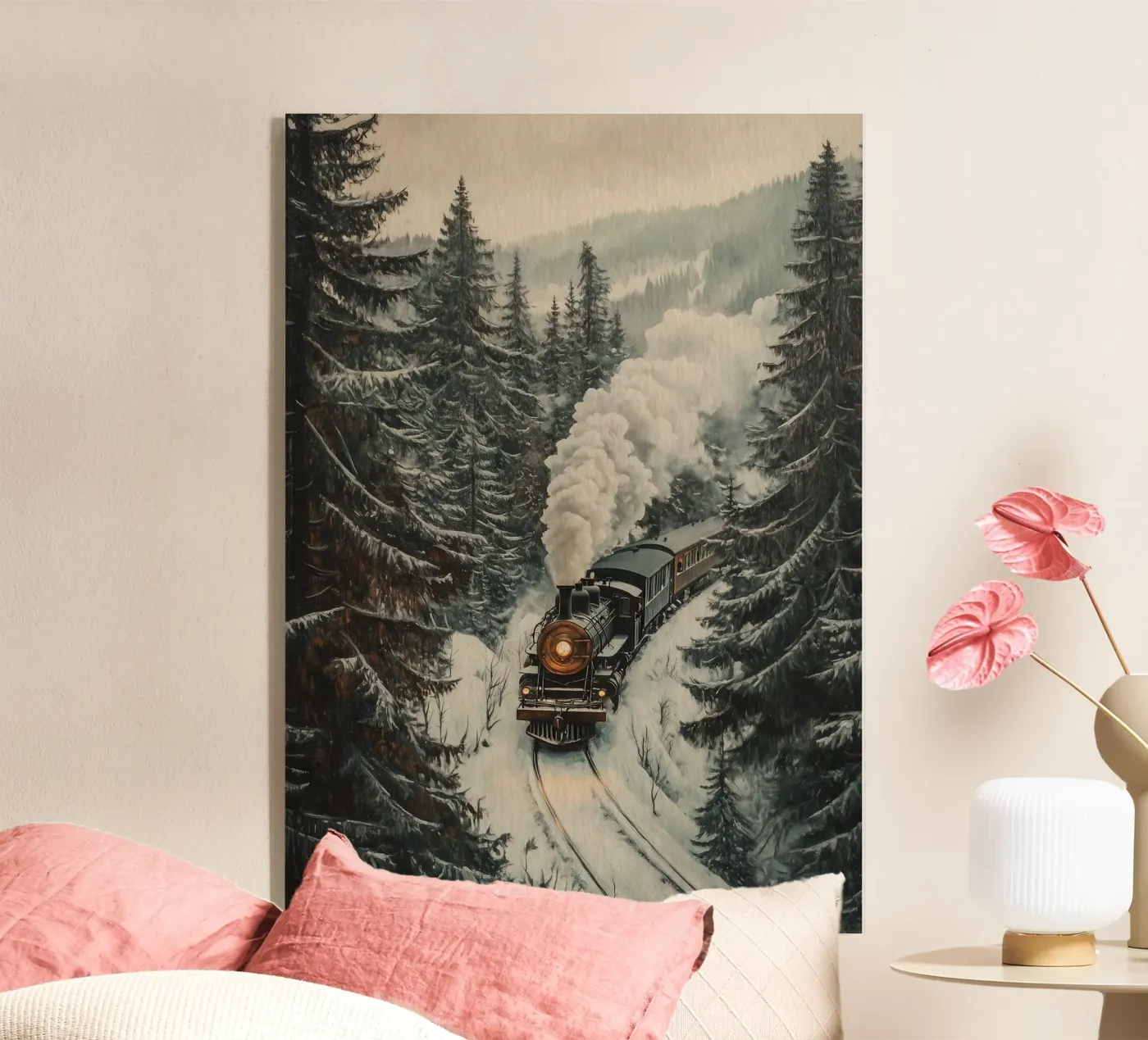 Dampflok im Winterwald plexiglass da Luna & Noctua