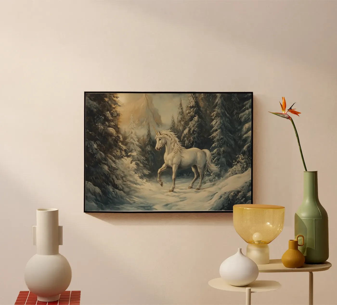 Einhorn im Winterwald plexiglass da Luna & Noctua