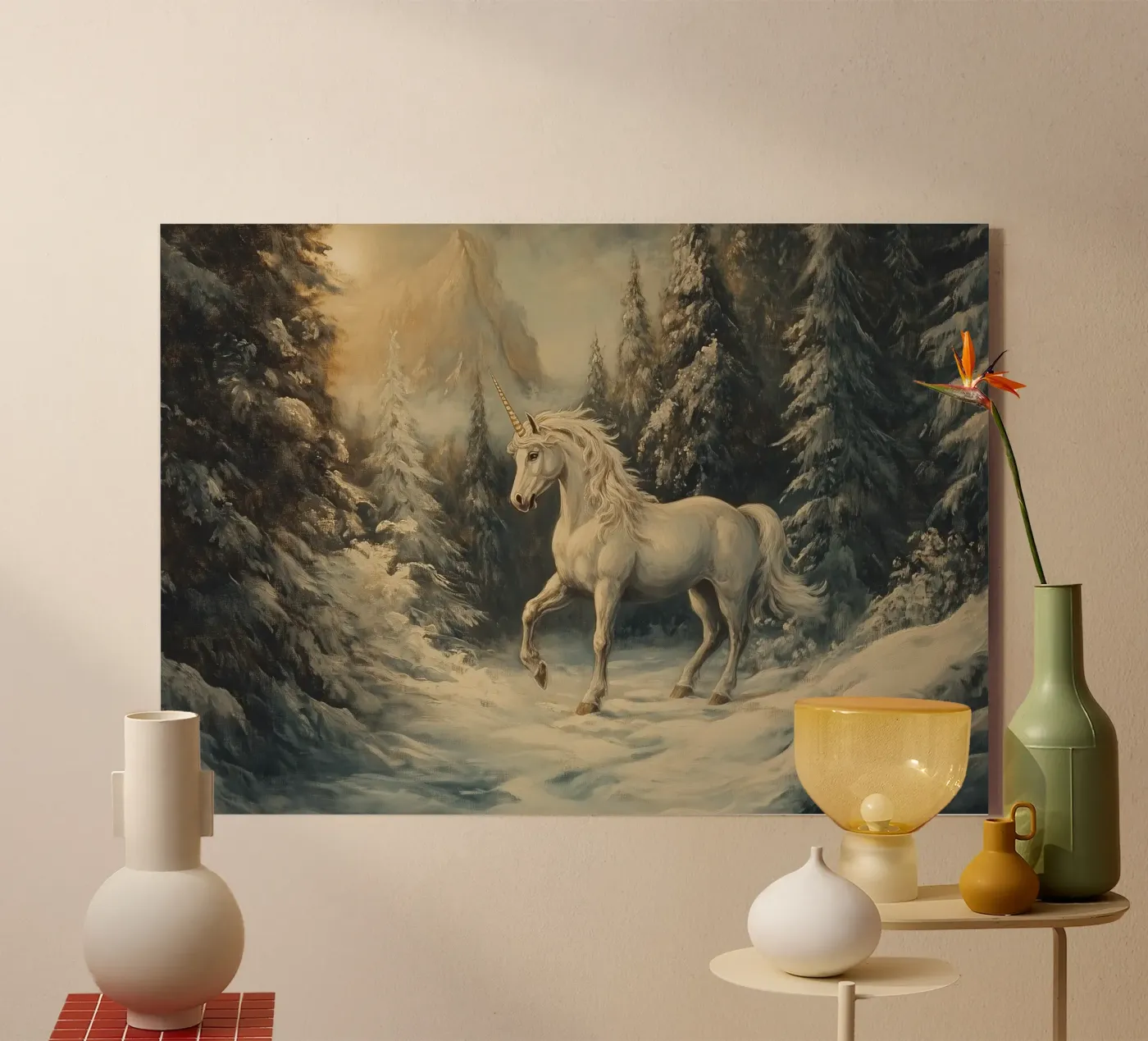 Einhorn im Winterwald plexiglass da Luna & Noctua