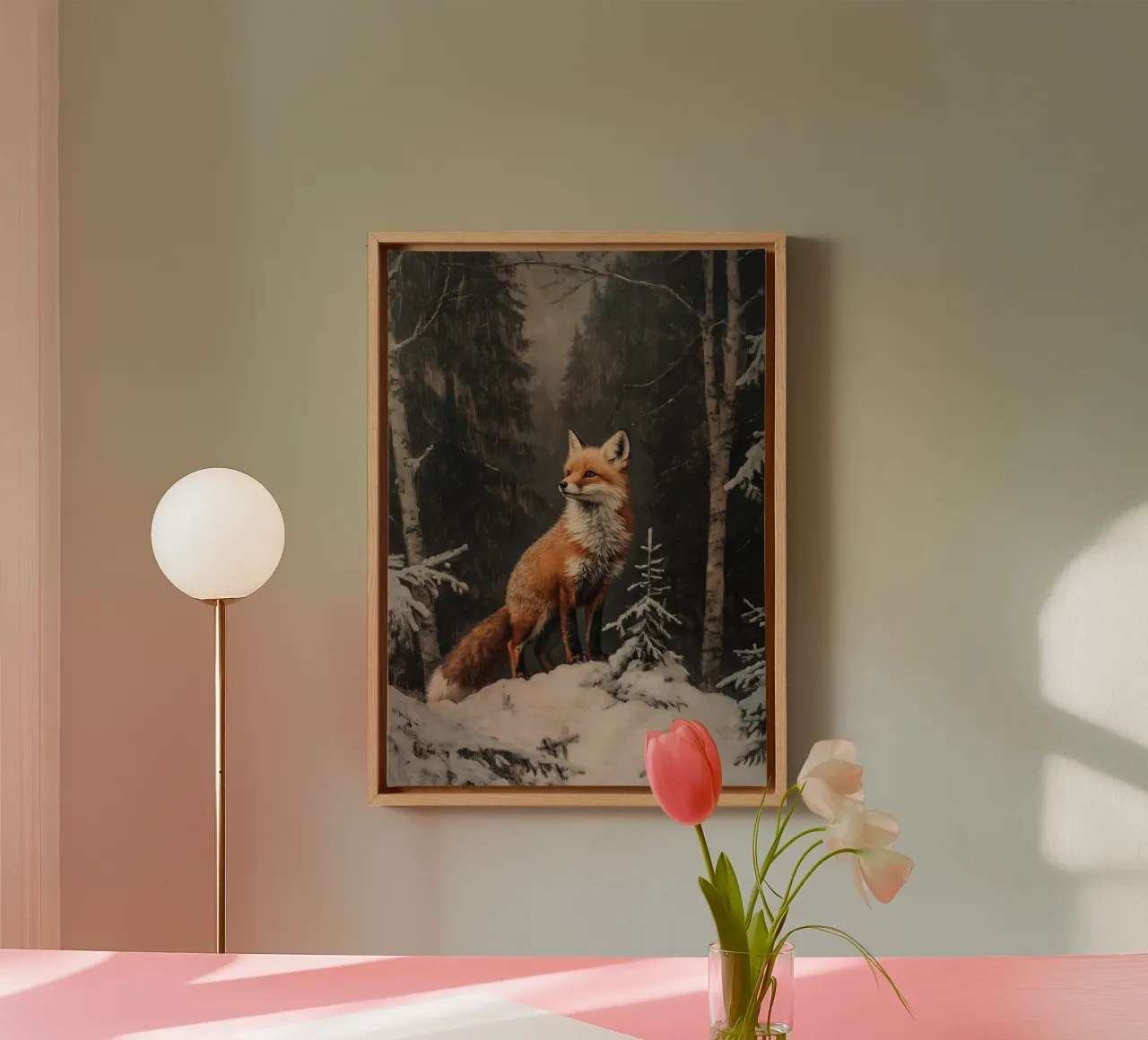 Fuchs im Winterwald Leinwand von Luna & Noctua