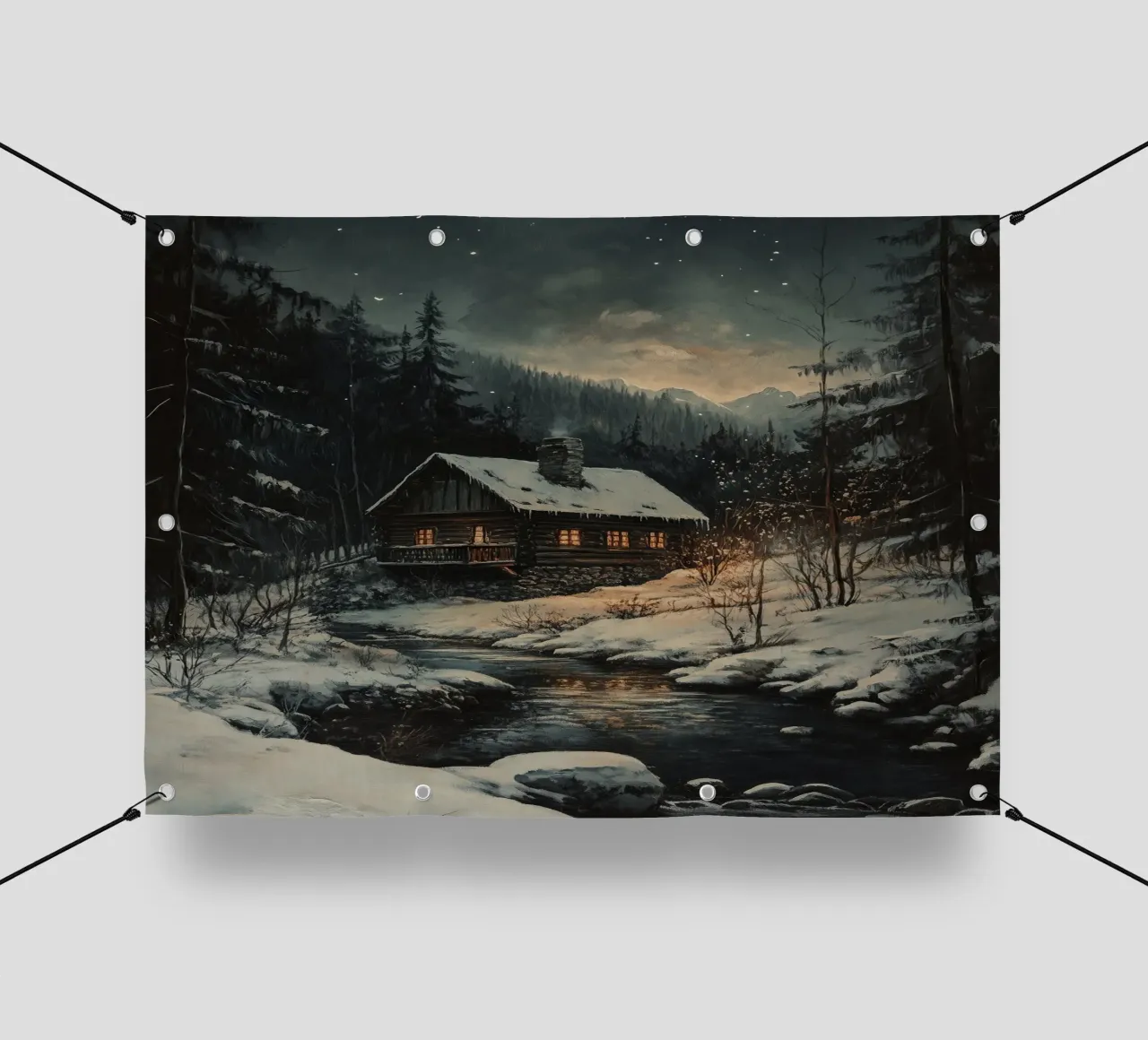 Häuschen im Winterwald telo in pvc da Luna & Noctua
