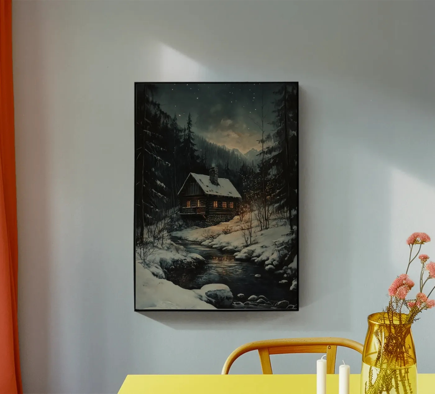 Häuschen im Winterwald acryl van Luna & Noctua
