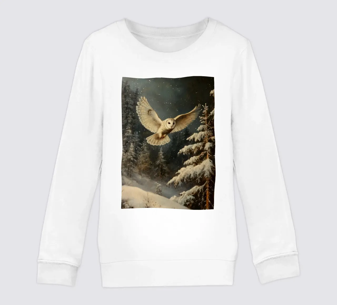 Eule im Winterwald kids sweatshirt by Luna & Noctua