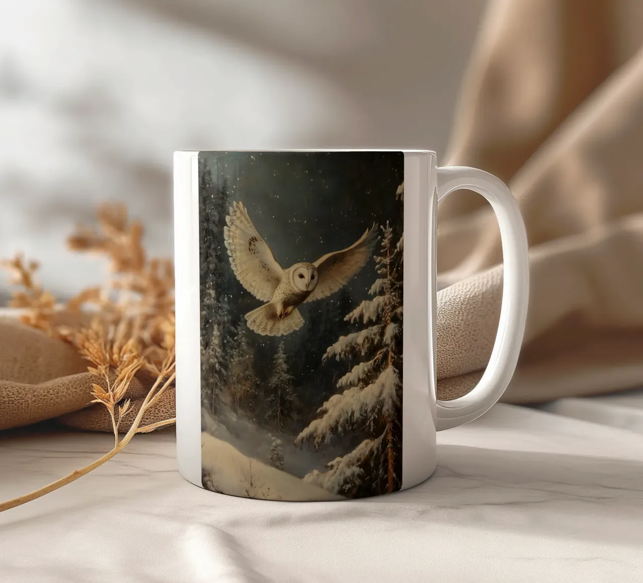 Eule im Winterwald tazza in ceramica da Luna & Noctua