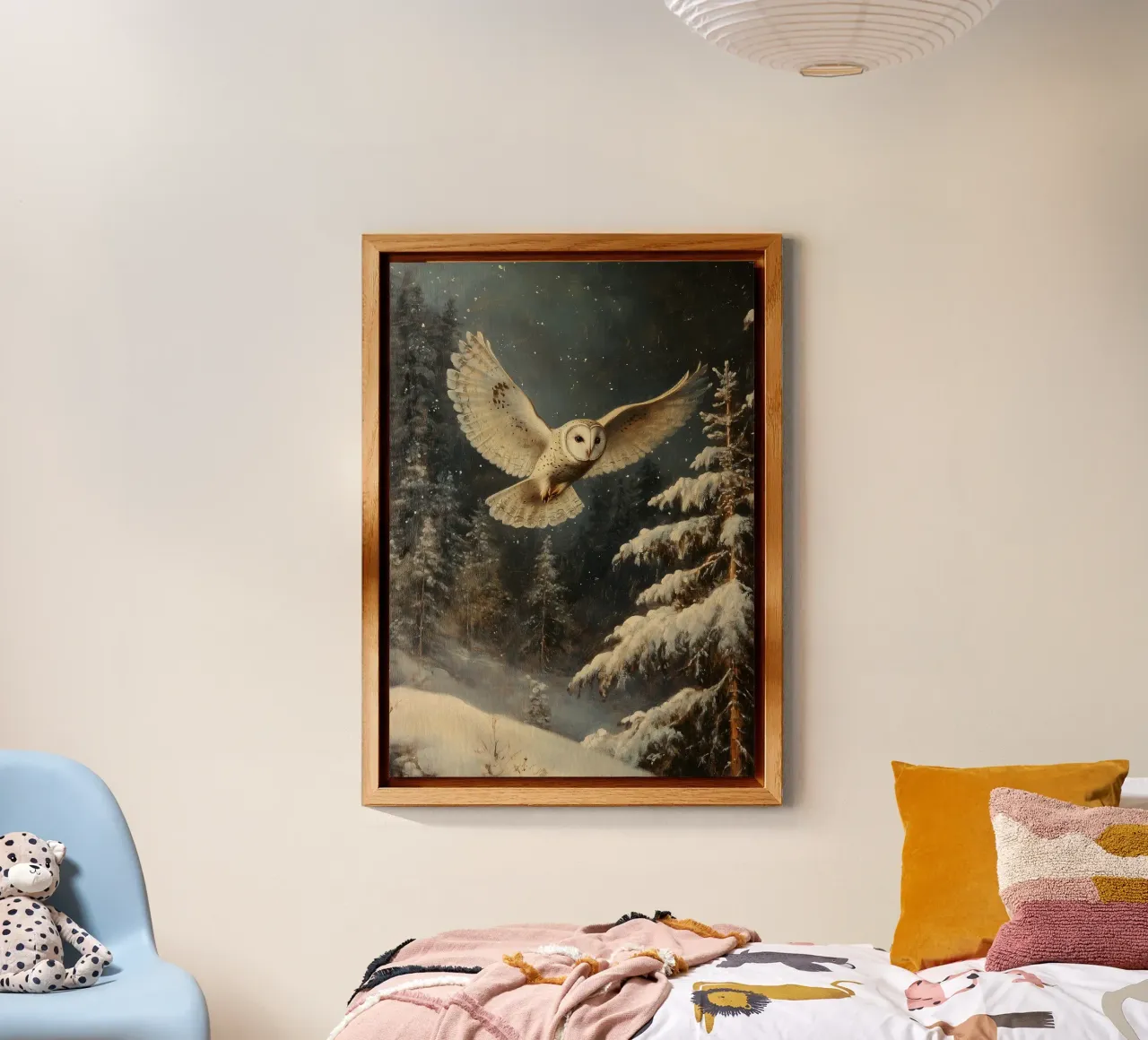 Eule im Winterwald aluminio dibond de Luna & Noctua