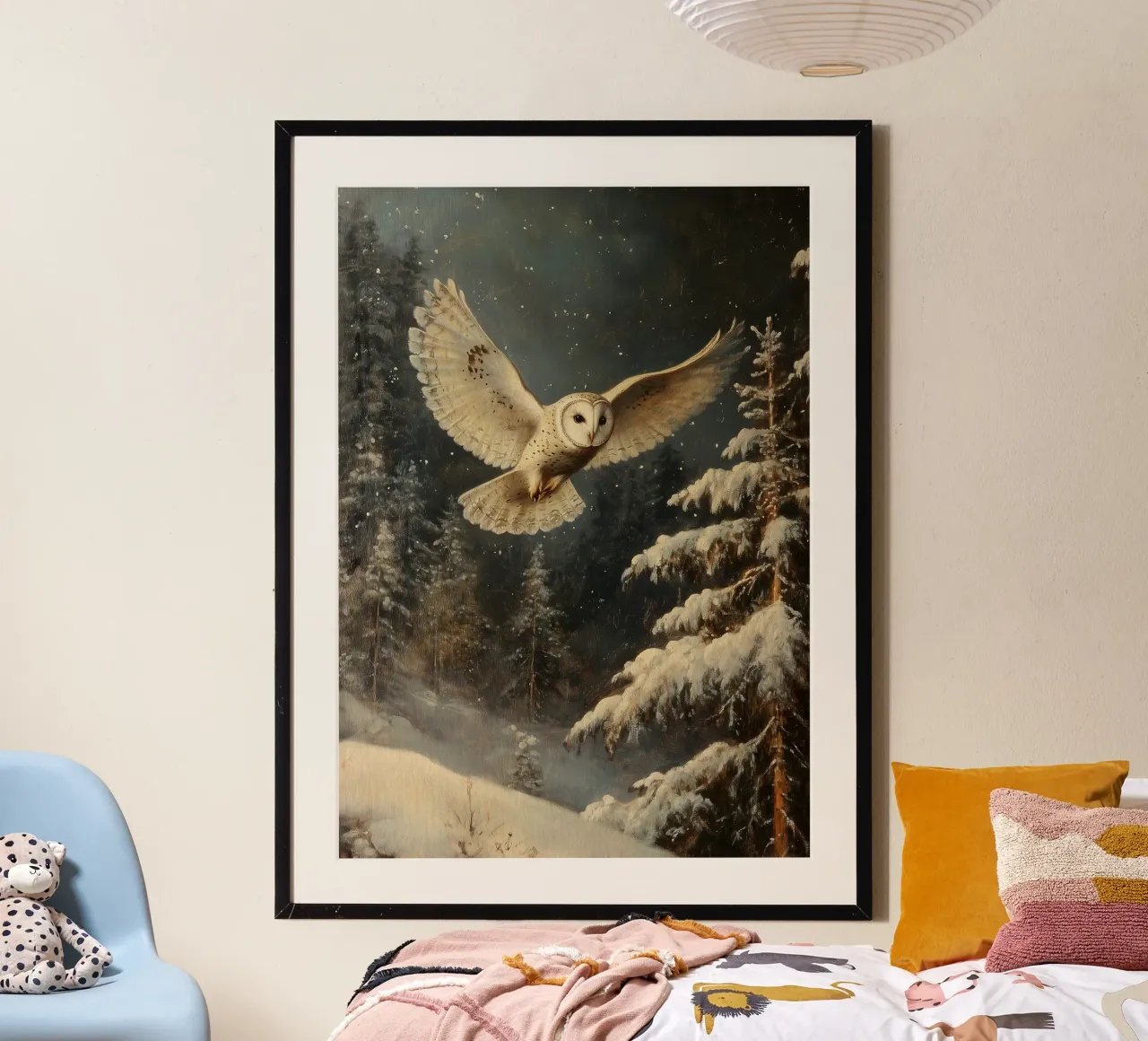 Eule im Winterwald hahnemühle by Luna & Noctua