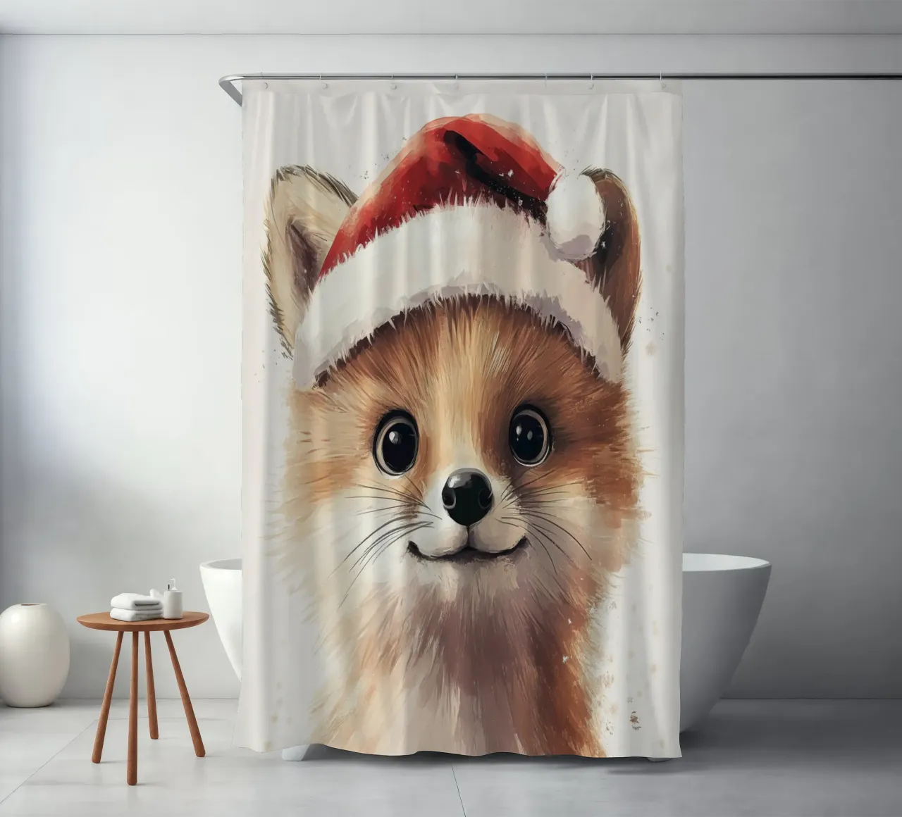 HeldIn #19 Fuchs feiert Weihnachten Duschvorhang von farbenhelden