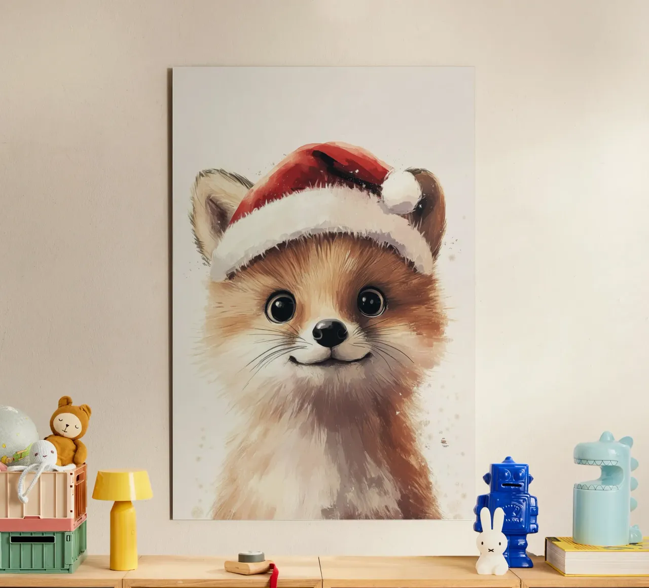 HeldIn #19 Fuchs feiert Weihnachten Alu-Dibond von farbenhelden