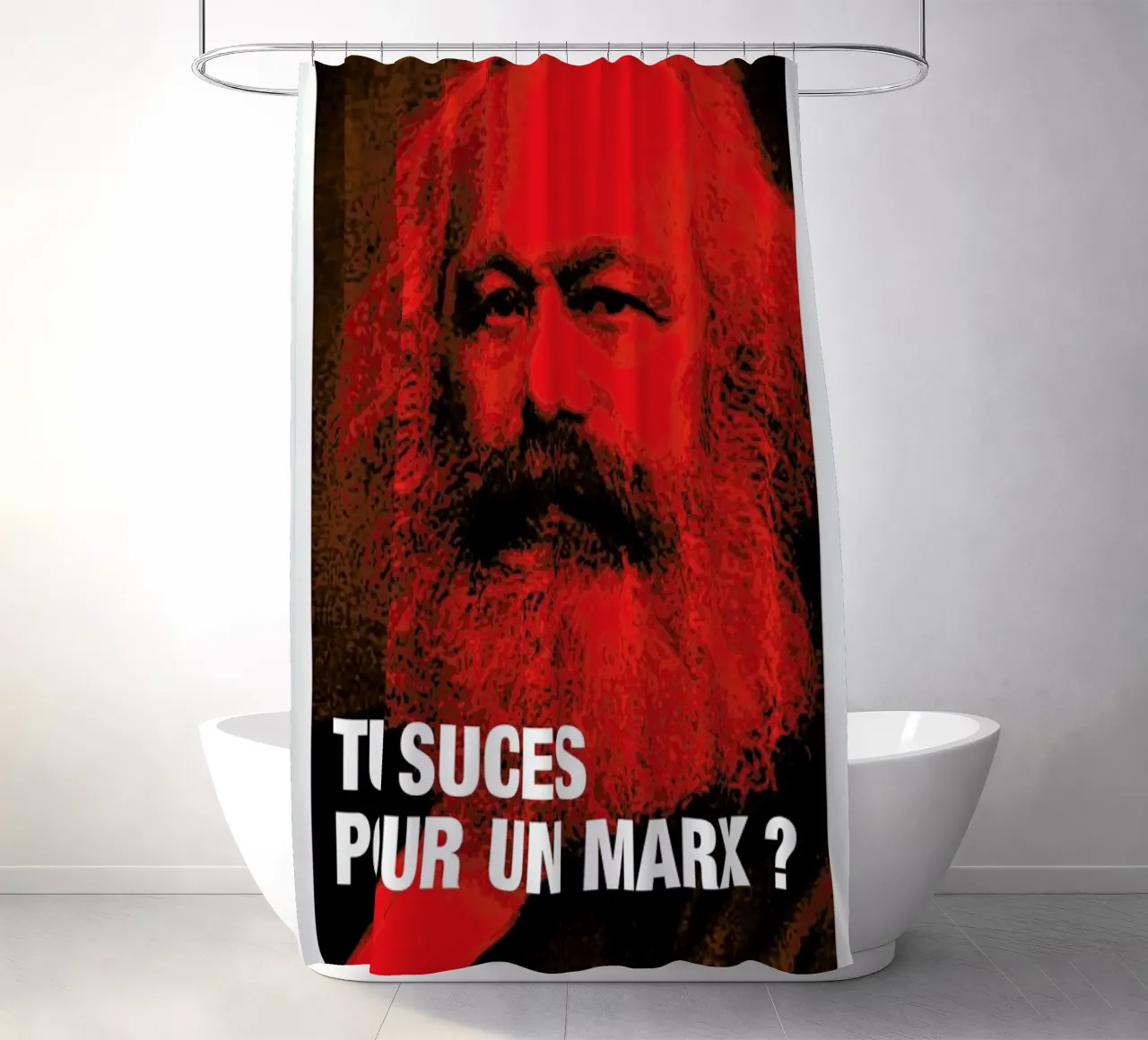 Marx shower curtain by Fists Et Lettres