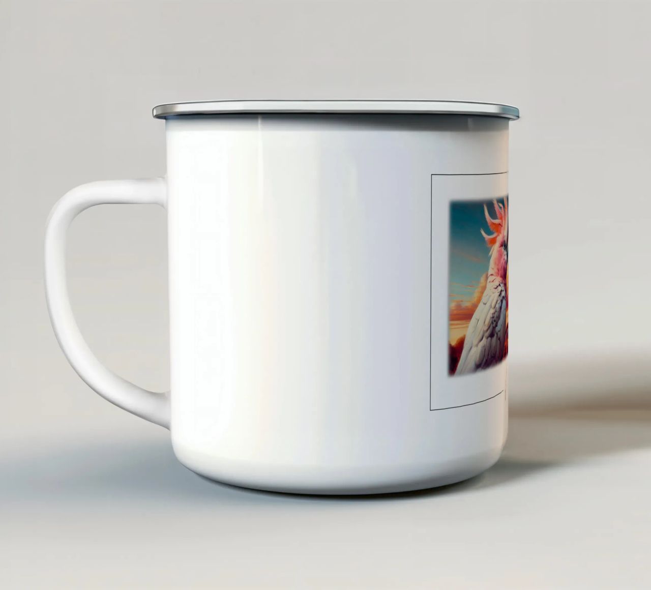 CACATOI ROSA tazza in smalto da RUBIANT ART