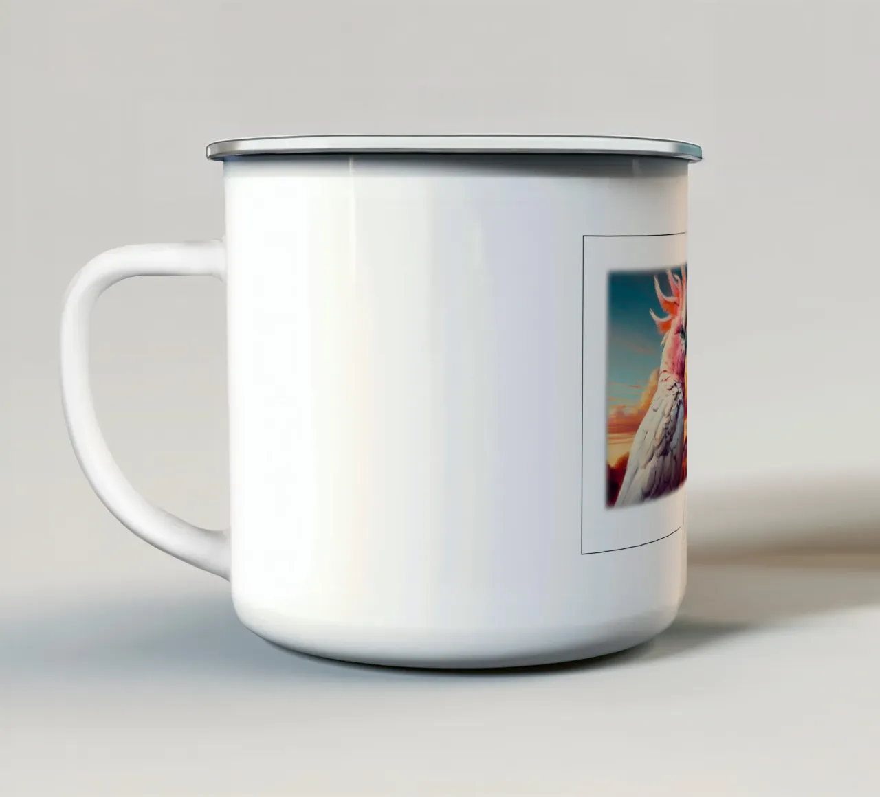 CACATOI ROSA tazza in smalto da RUBIANT ART
