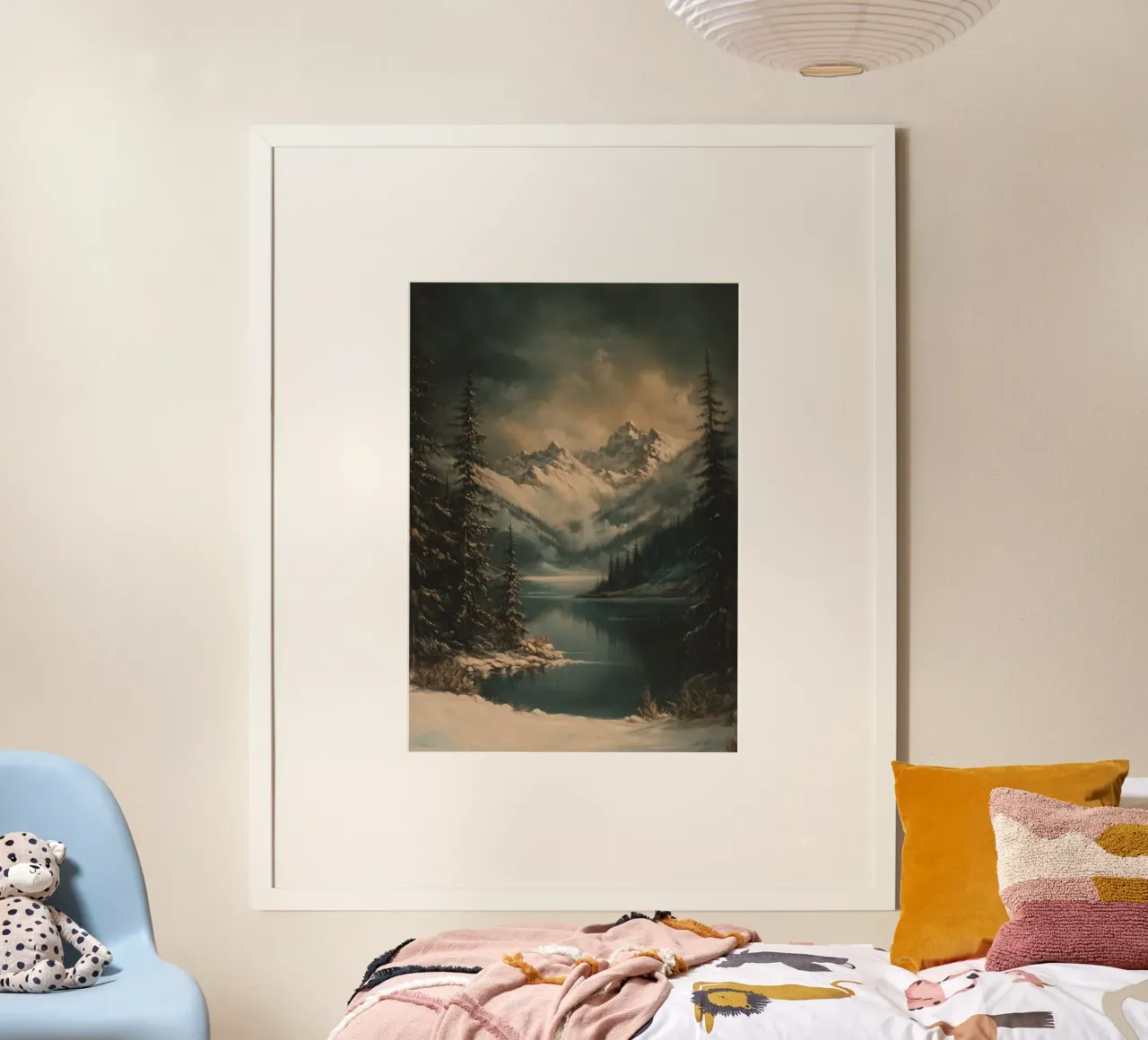 Winterberge und See poster con marco de aluminio de Luna & Noctua