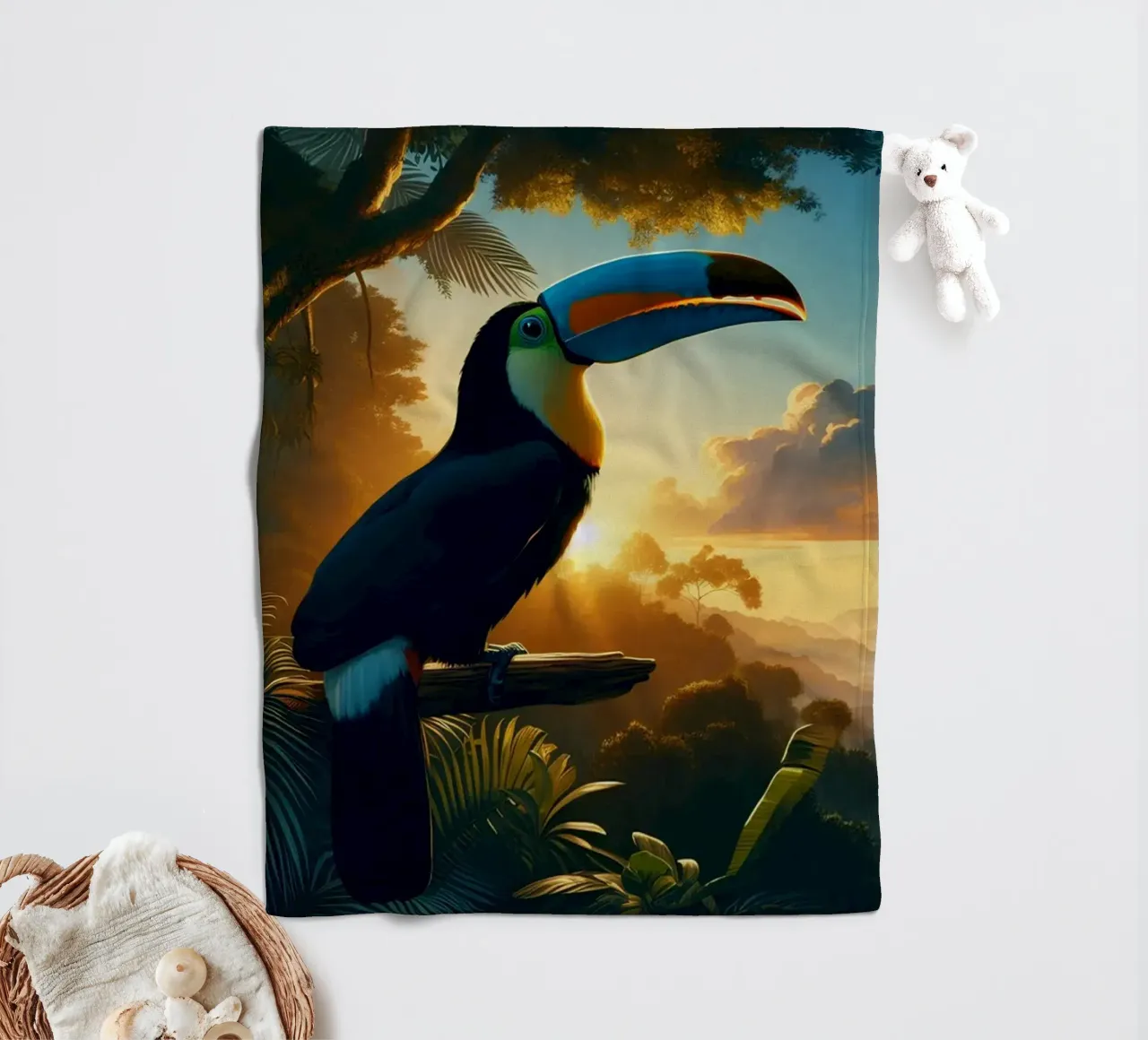 TOUCAN manta de franela de RUBIANT ART
