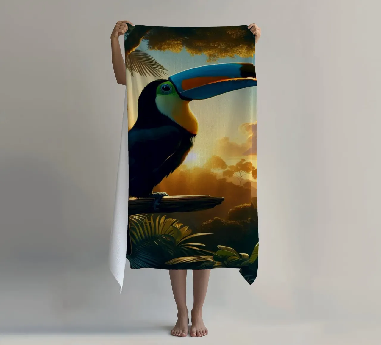 TOUCAN toalla de playa de RUBIANT ART