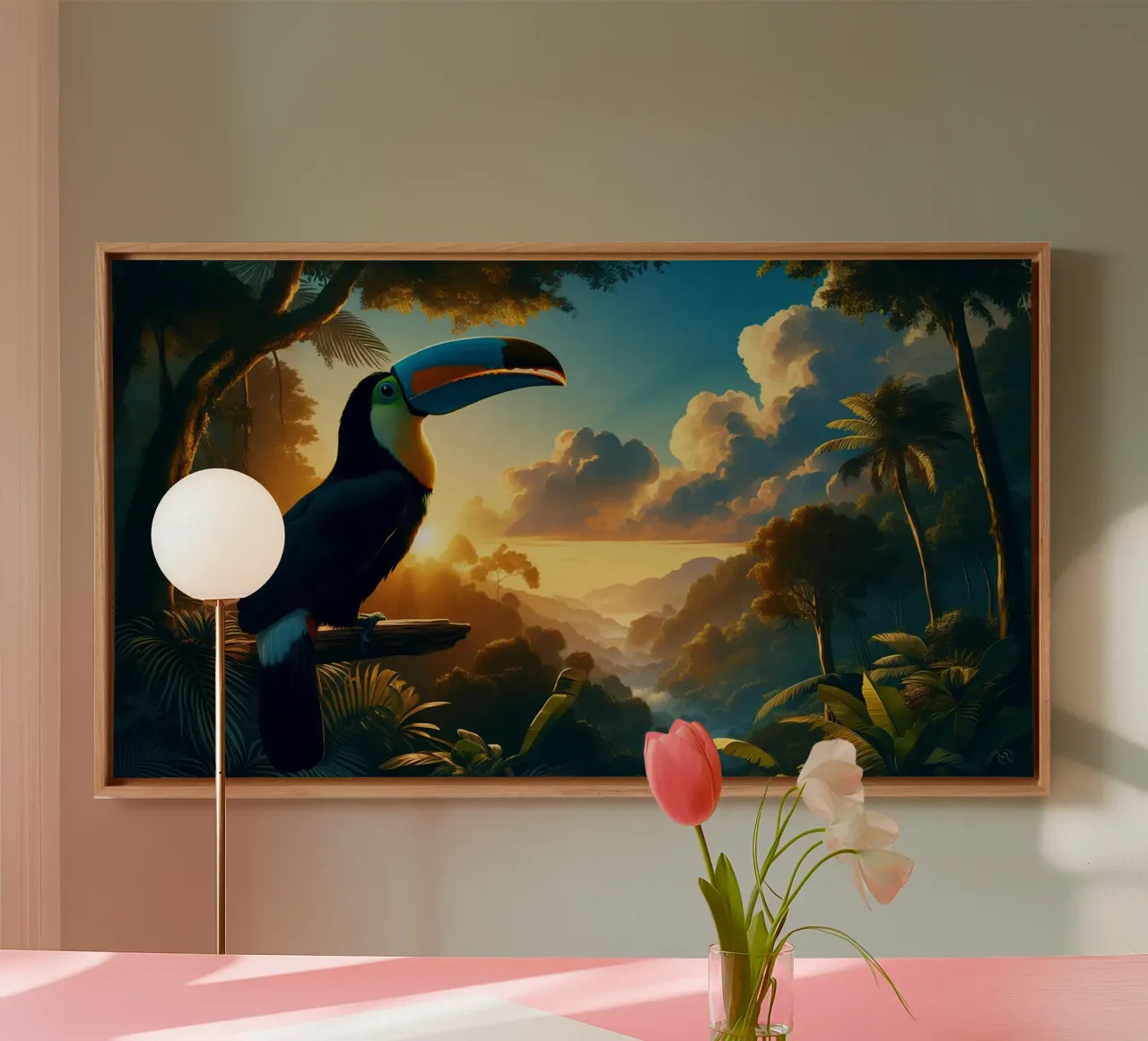 TOUCAN tela con Cornice a cassetta da RUBIANT ART