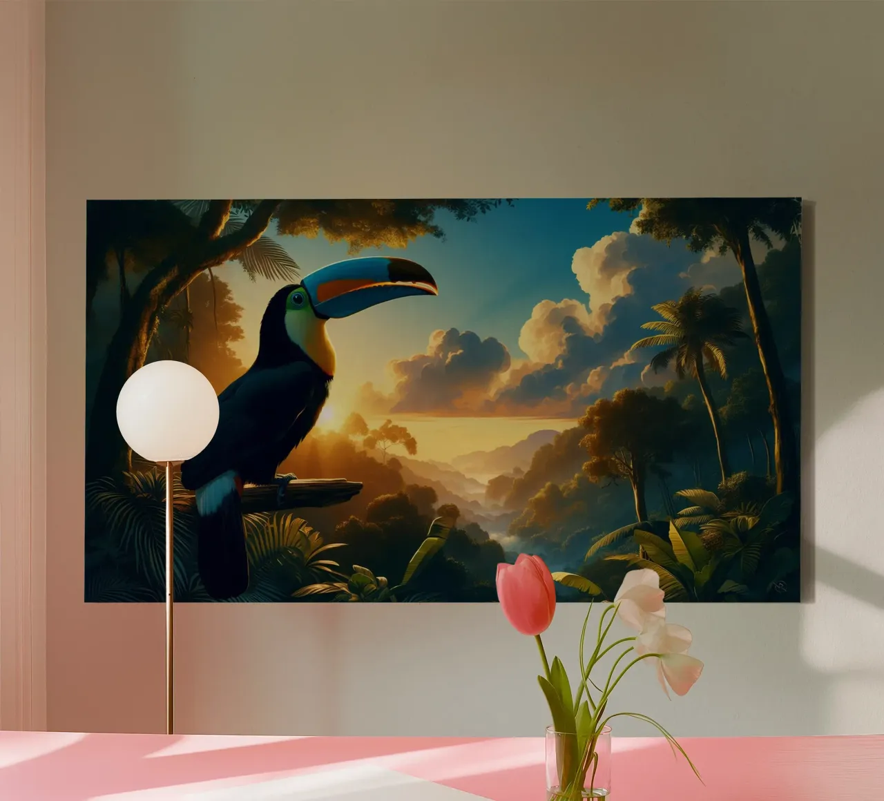 TOUCAN tela con Cornice a cassetta da RUBIANT ART