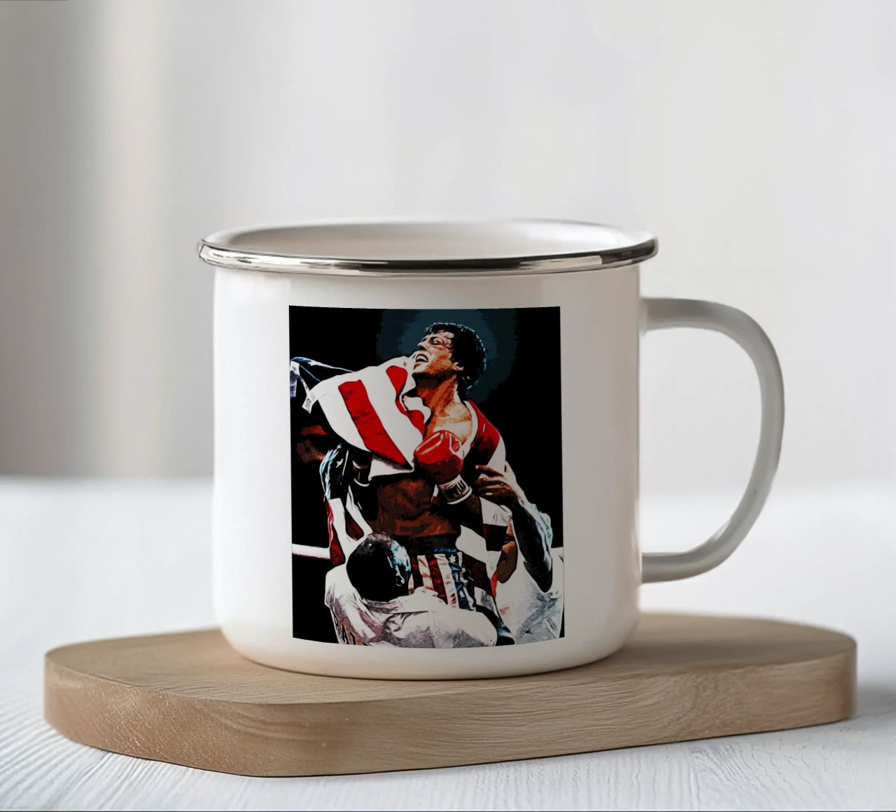 pugile americano tazza in smalto da ontoseno