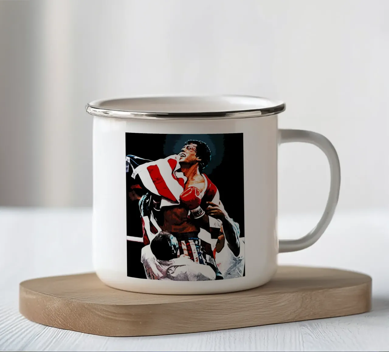 pugile americano tazza in smalto da ontoseno