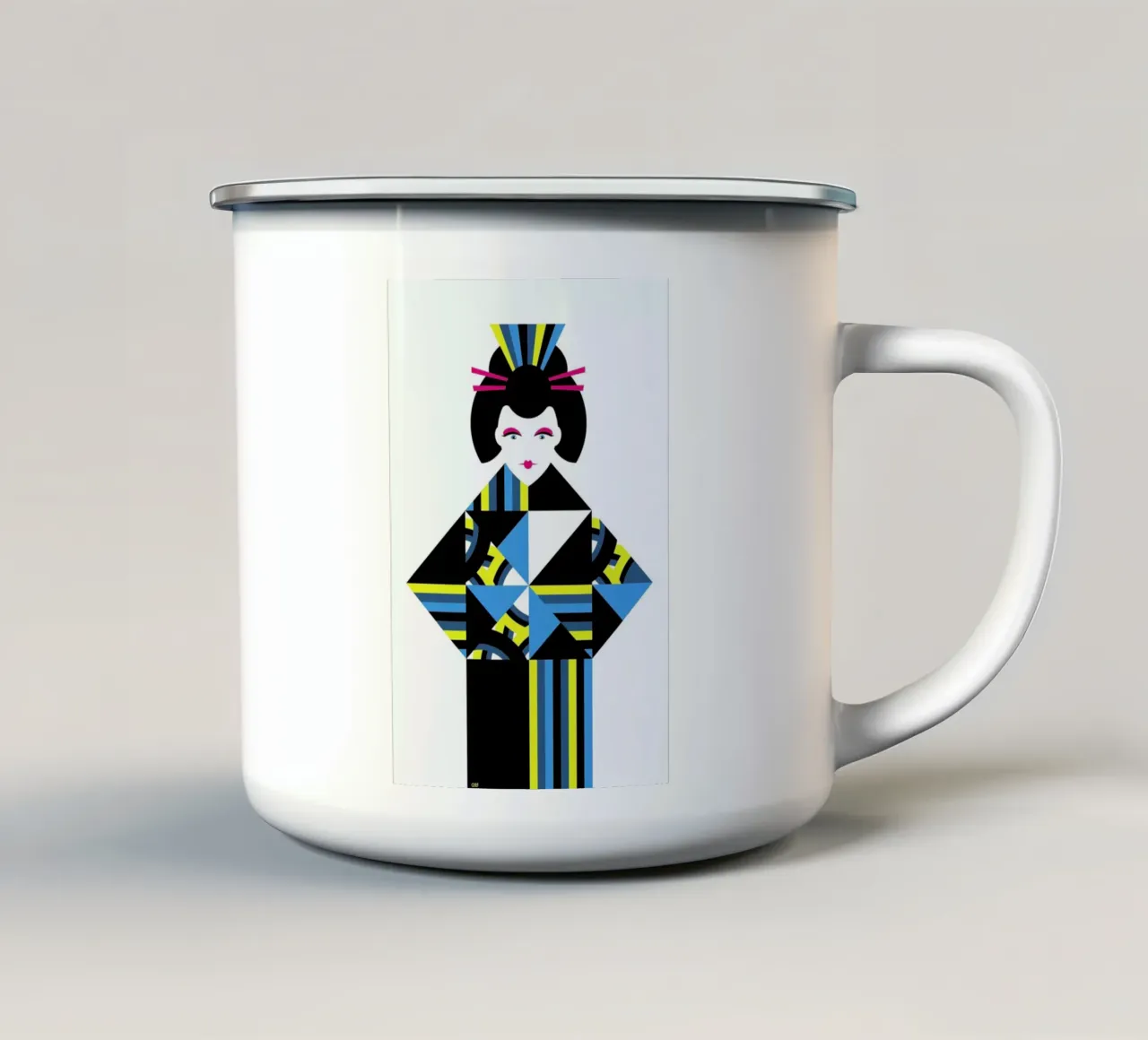 Geisha tazza in smalto da Oscar Odd Diodoro