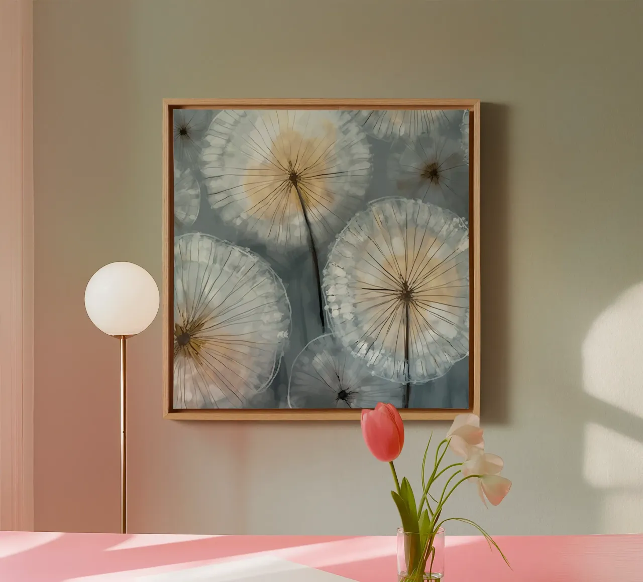 Dandelion Skyline canvas with Floater frame by Modern Muse