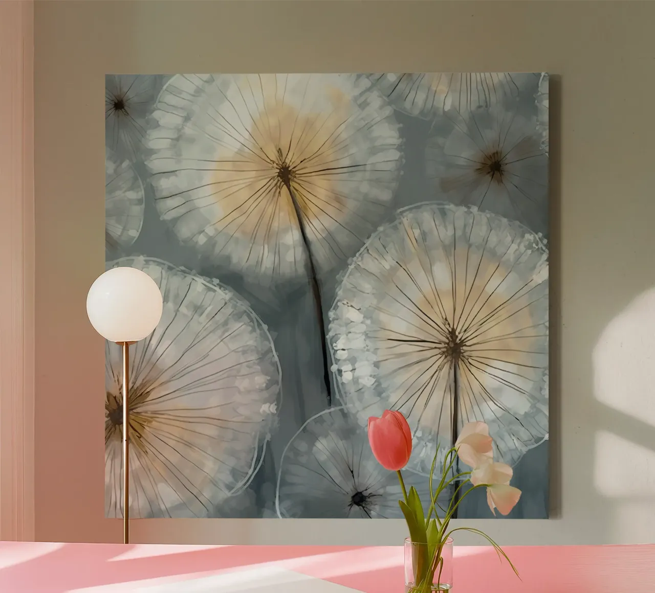Dandelion Skyline canvas with Floater frame by Modern Muse