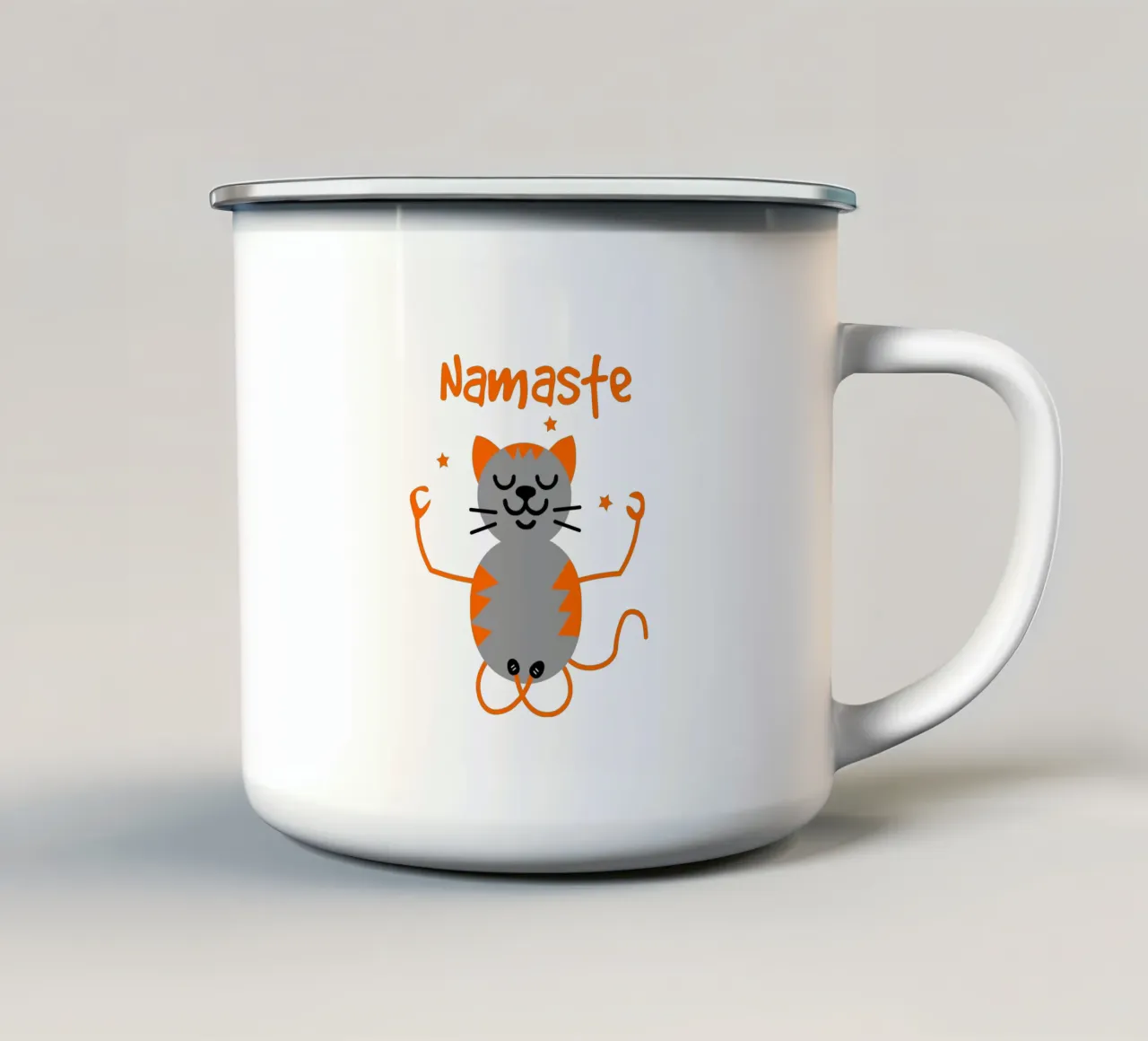 Namaste yoga cat tazza in smalto da happieeagle