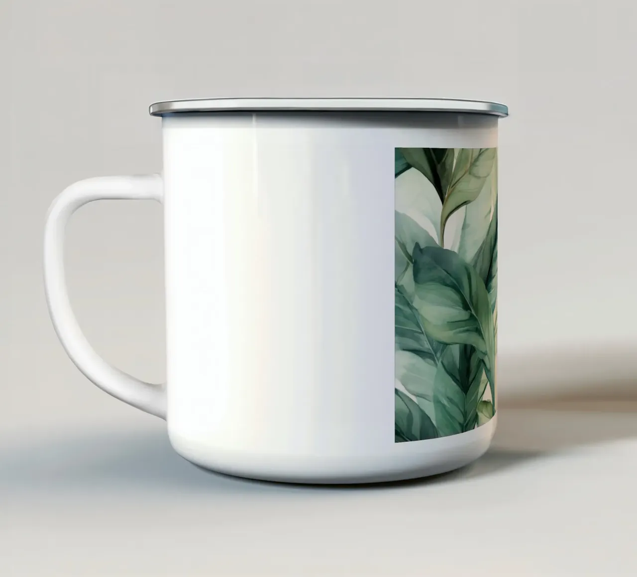 Incantevoli foglie tropicali tazza in smalto da Modern Muse